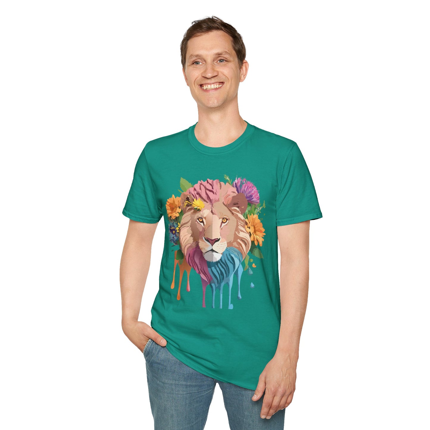 Lion Shirt, Shirt with Lion, Floral Lion Tee, Shirt with Animals
