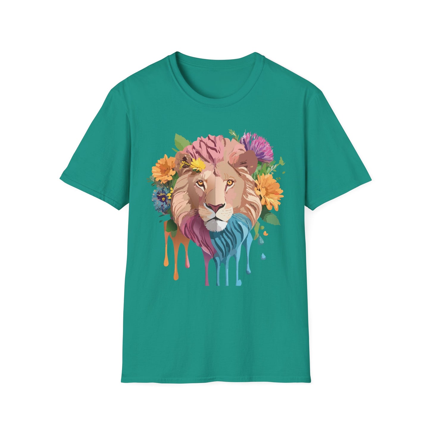 Lion Shirt, Shirt with Lion, Floral Lion Tee, Shirt with Animals