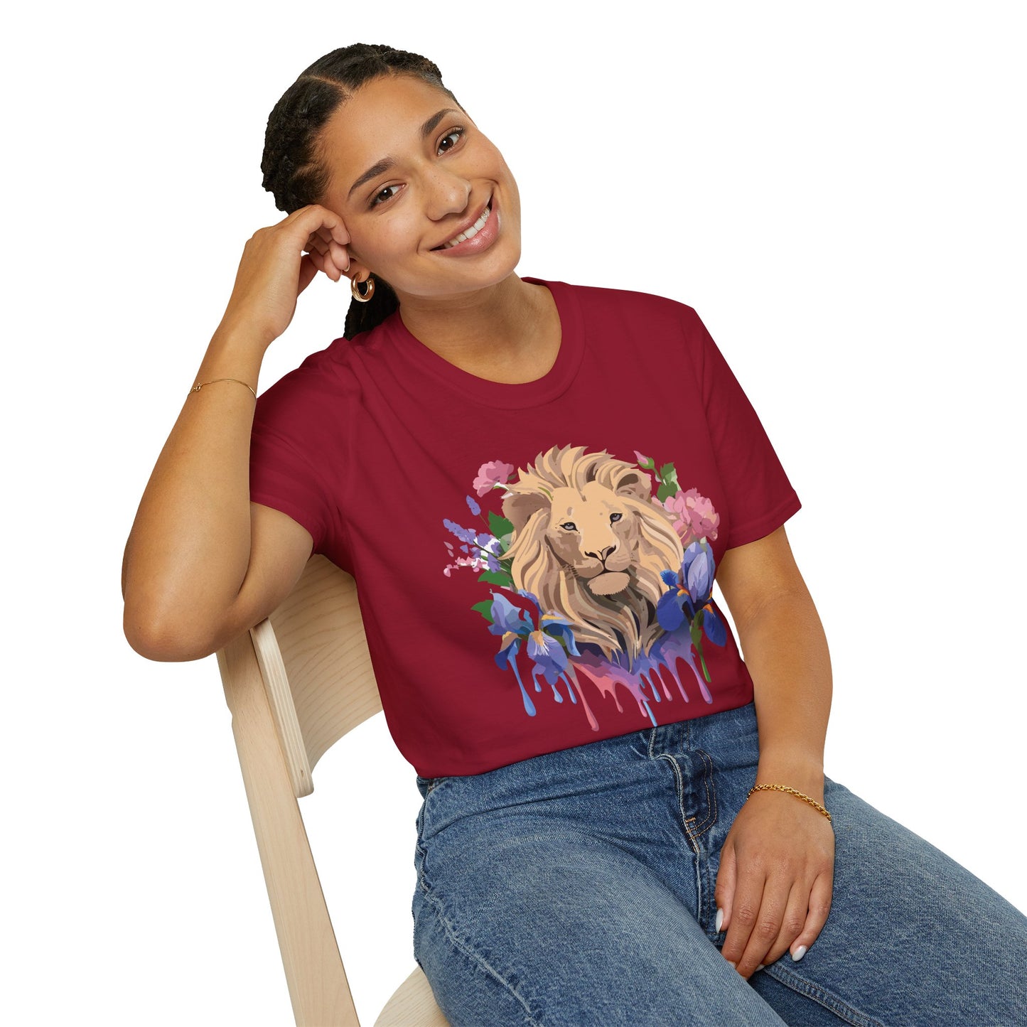 Lion Shirt, Shirt with Lion, Floral Lion Tee, Shirt with Animals
