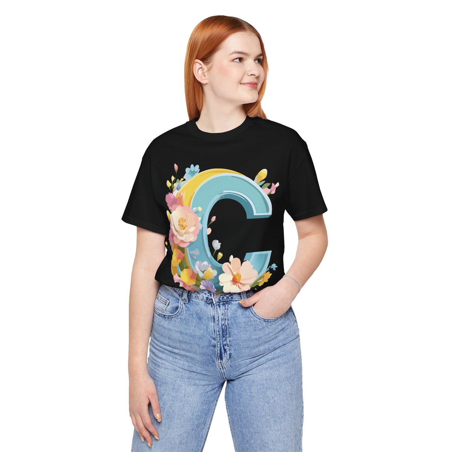 Natural Cotton Tee Shirt - Letters Collection - C Printify