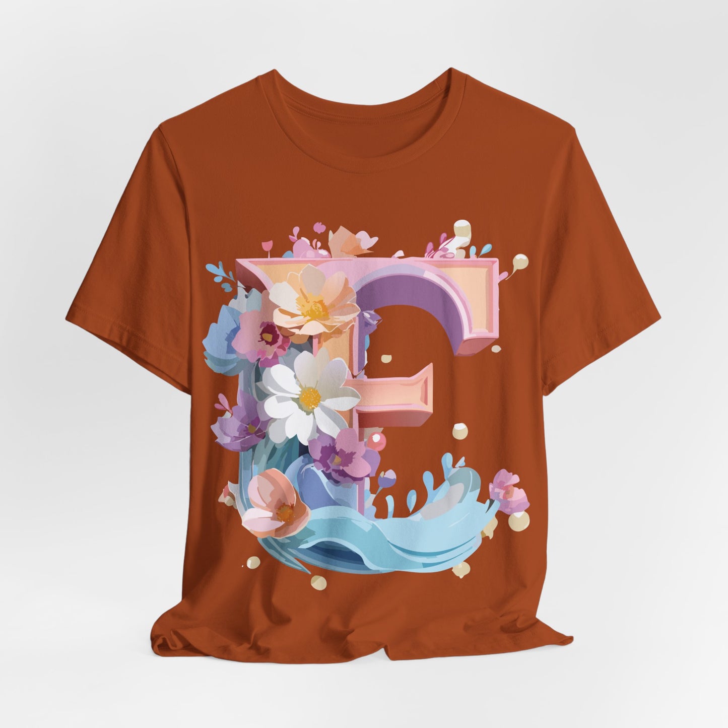 Natural Cotton Tee Shirt - Letters Collection - E Printify