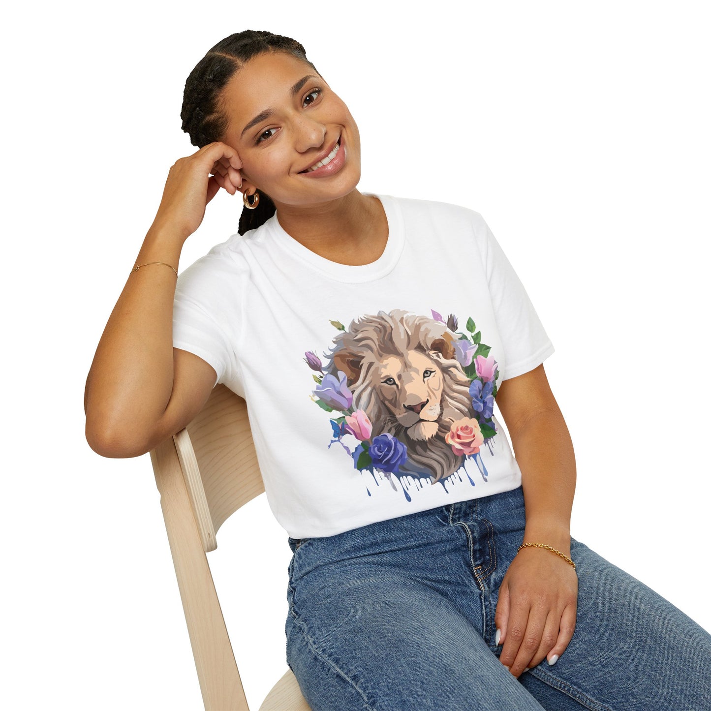 Lion Shirt, Shirt with Lion, Floral Lion Tee, Shirt with Animals