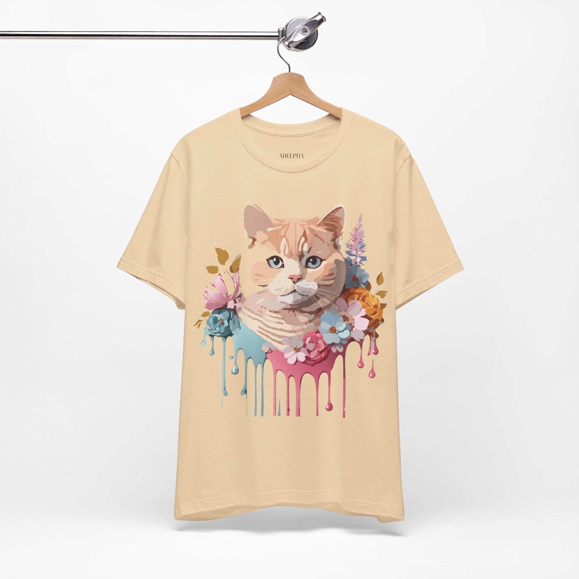 Natural Cotton Tee Shirt with Cat Printify