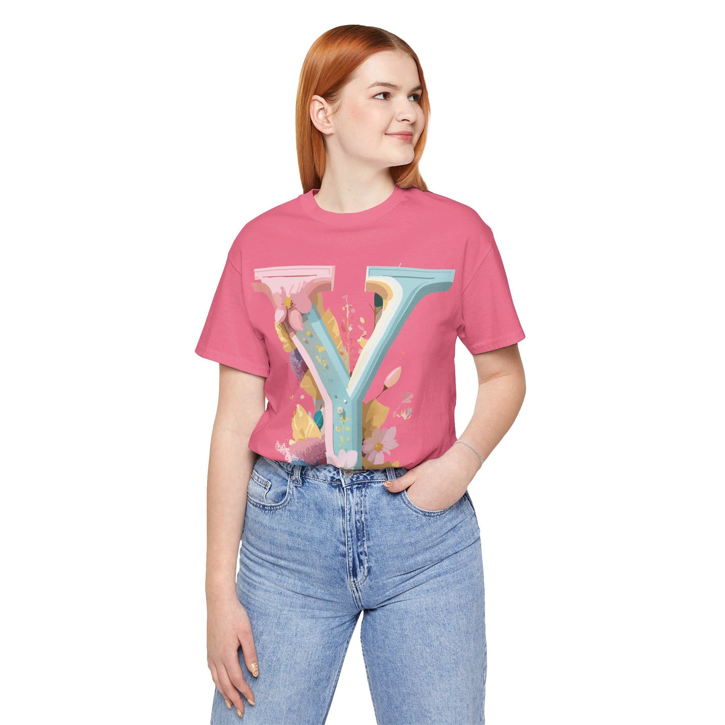 Natural Cotton Tee Shirt - Letters Collection - Y Printify