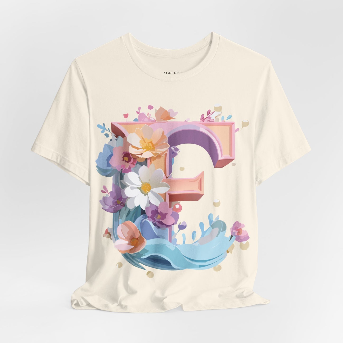 Natural Cotton Tee Shirt - Letters Collection - E Printify