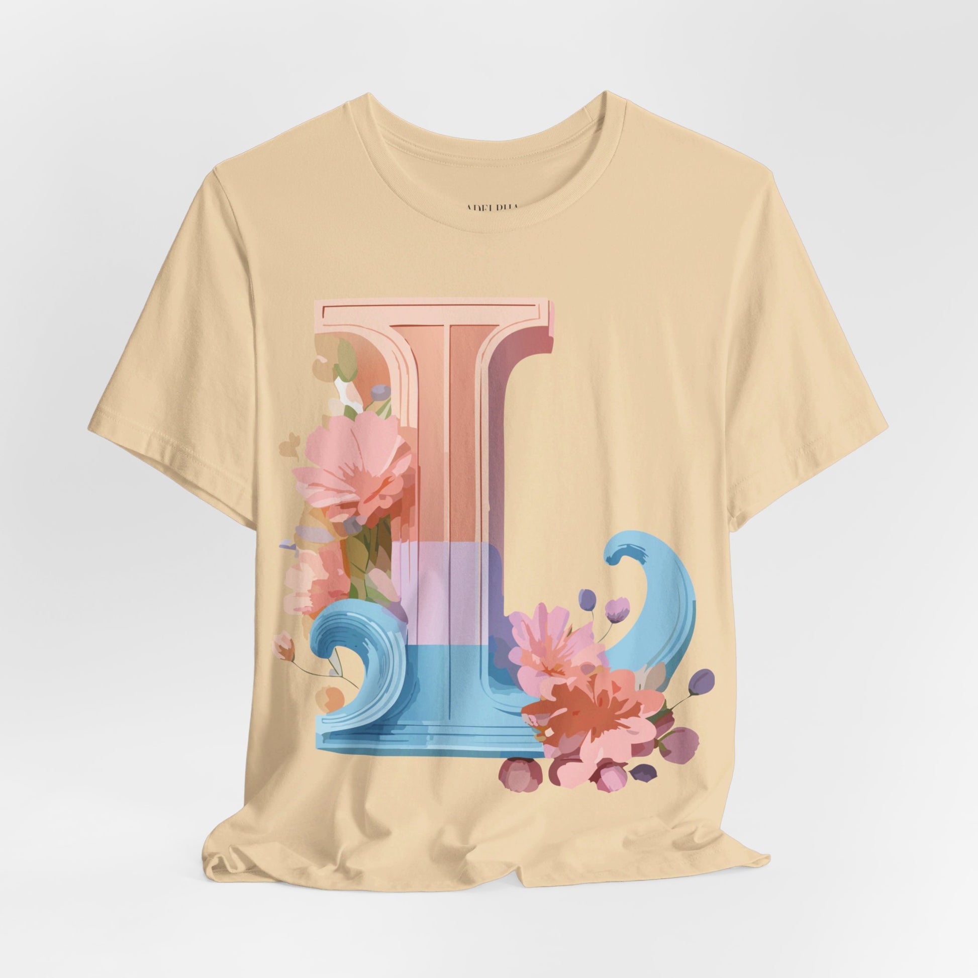 Natural Cotton Tee Shirt - Letters Collection - L Printify