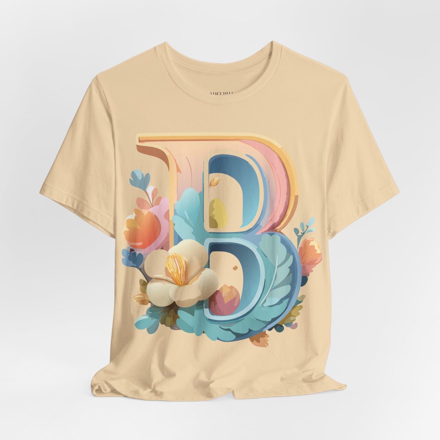 Natural Cotton Tee Shirt - Letters Collection - B Printify