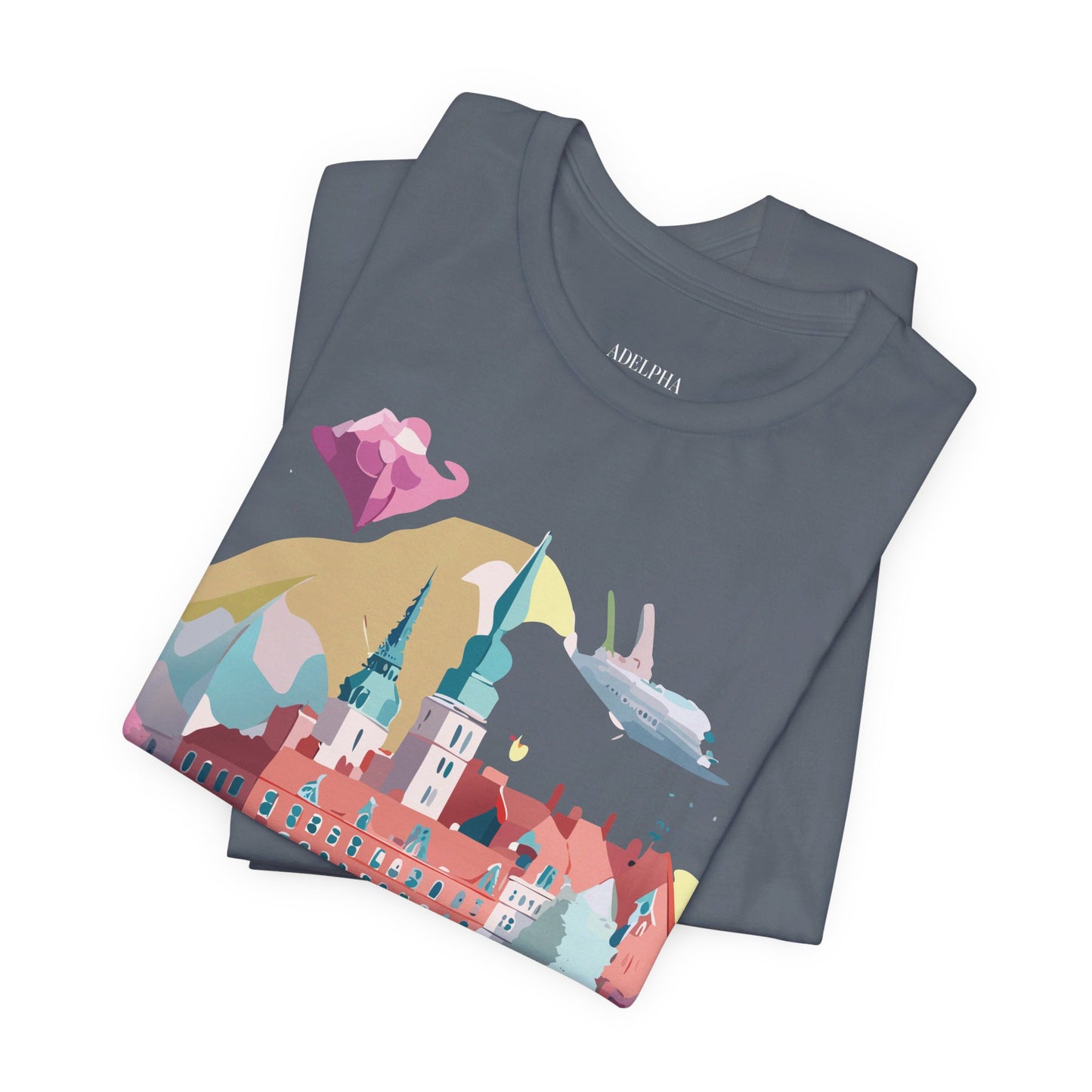Natural Cotton Tee Shirt - Beautiful Places Collection - Warnemünde and Rostock - Germany Printify
