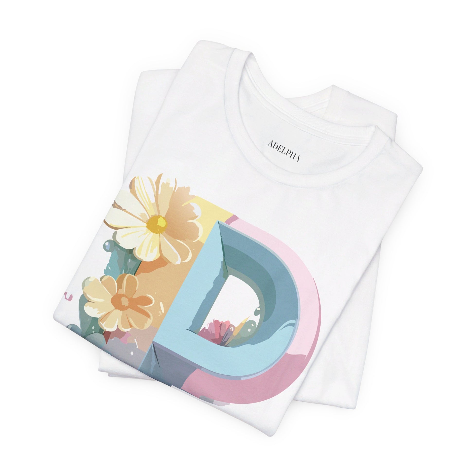 Natural Cotton Tee Shirt - Letters Collection - P Printify
