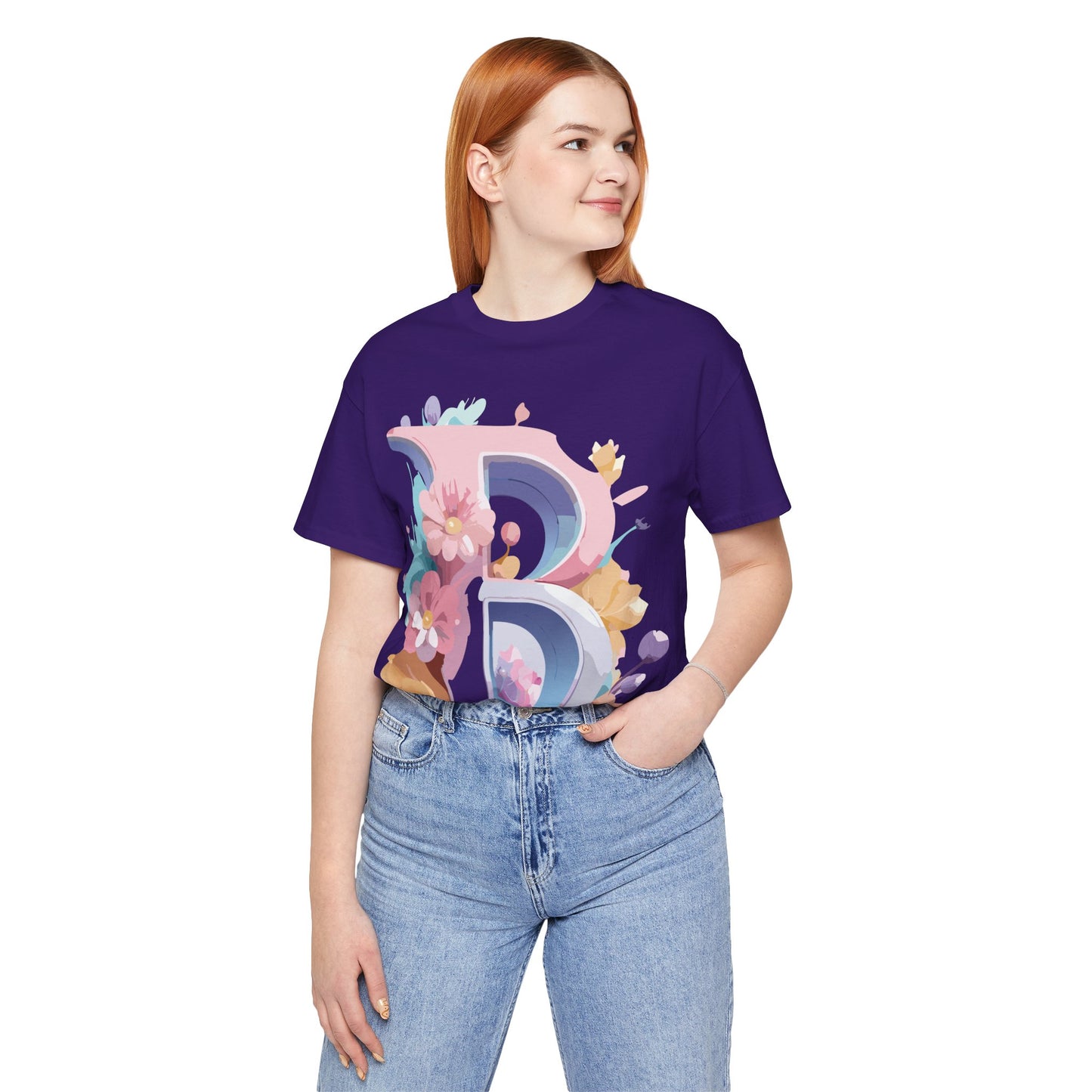 Natural Cotton Tee Shirt - Letters Collection - B Printify