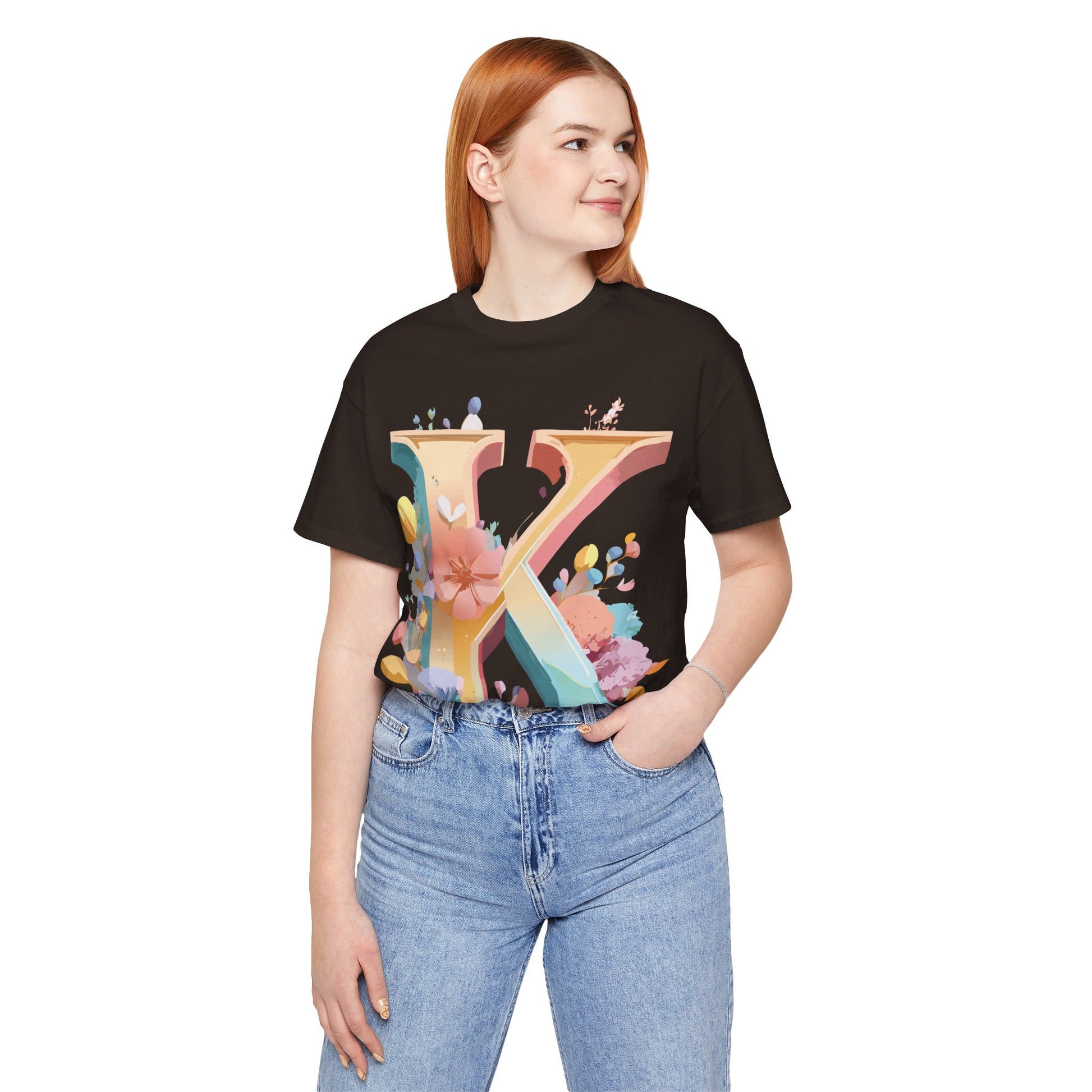 Natural Cotton Tee Shirt - Letters Collection - K Printify