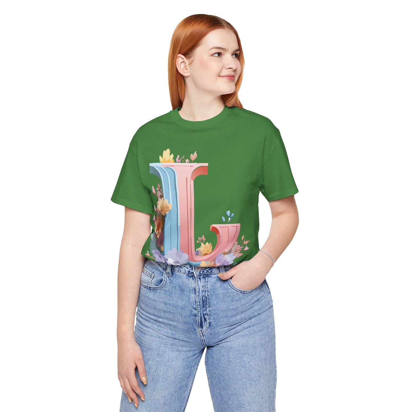 Natural Cotton Tee Shirt - Letters Collection - L Printify