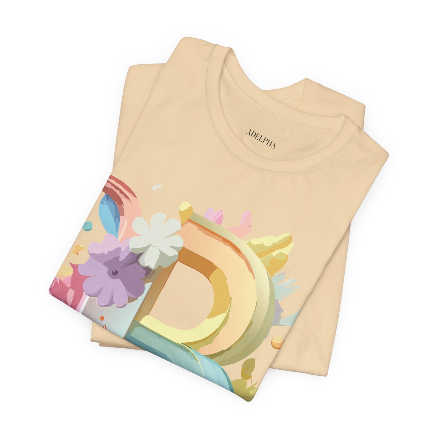 Natural Cotton Tee Shirt - Letters Collection - B Printify