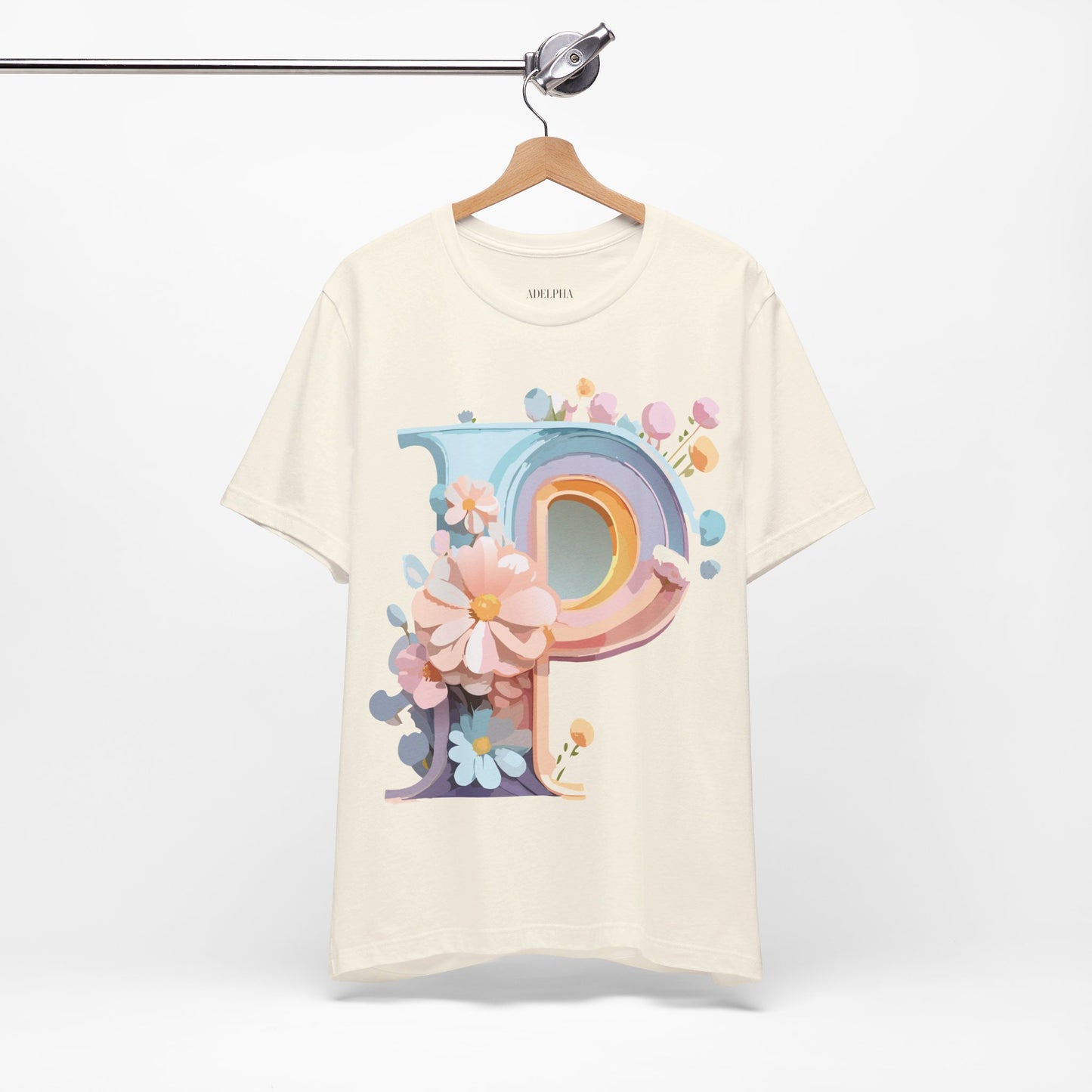 Natural Cotton Tee Shirt - Letters Collection - P Printify