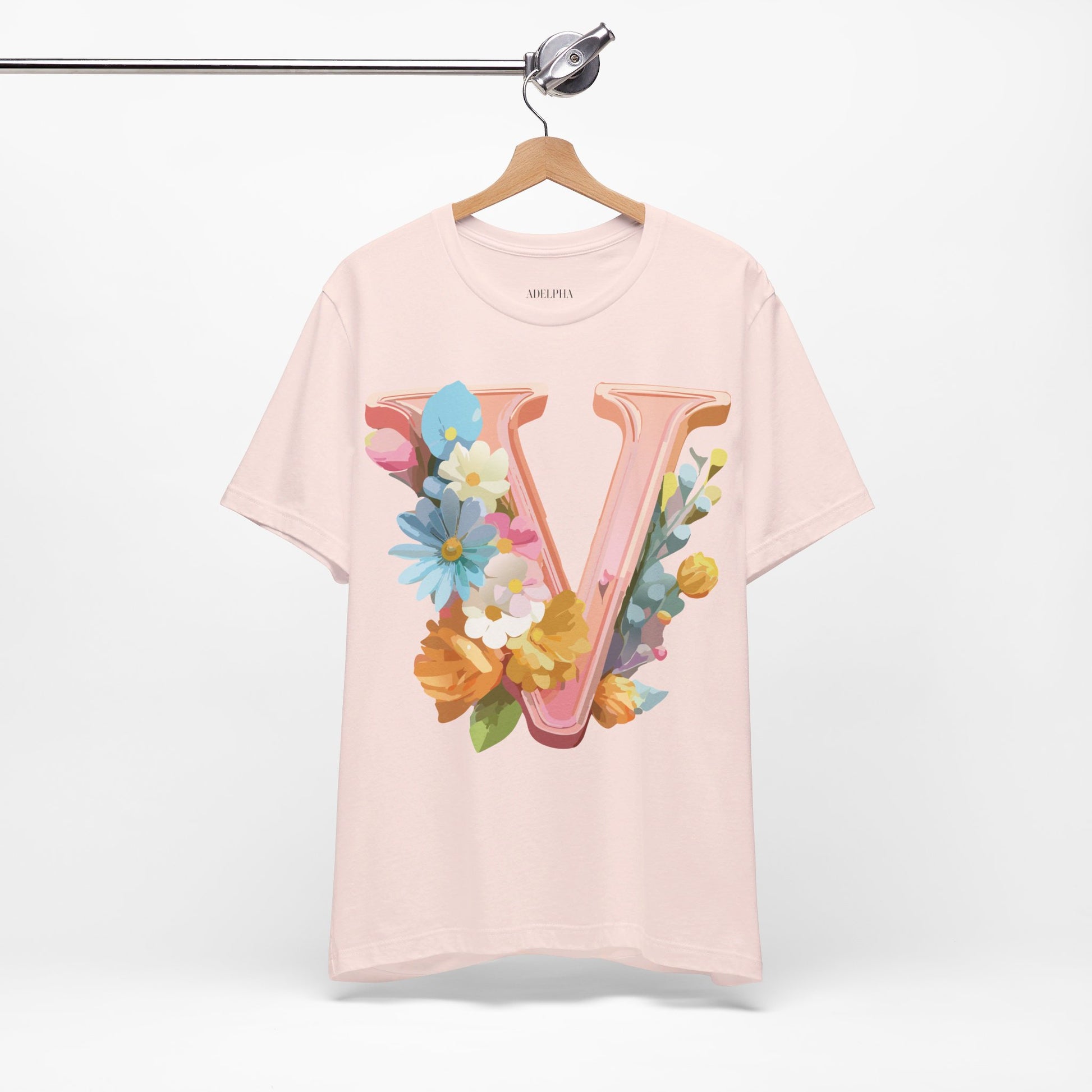 Natural Cotton Tee Shirt - Letters Collection - V Printify