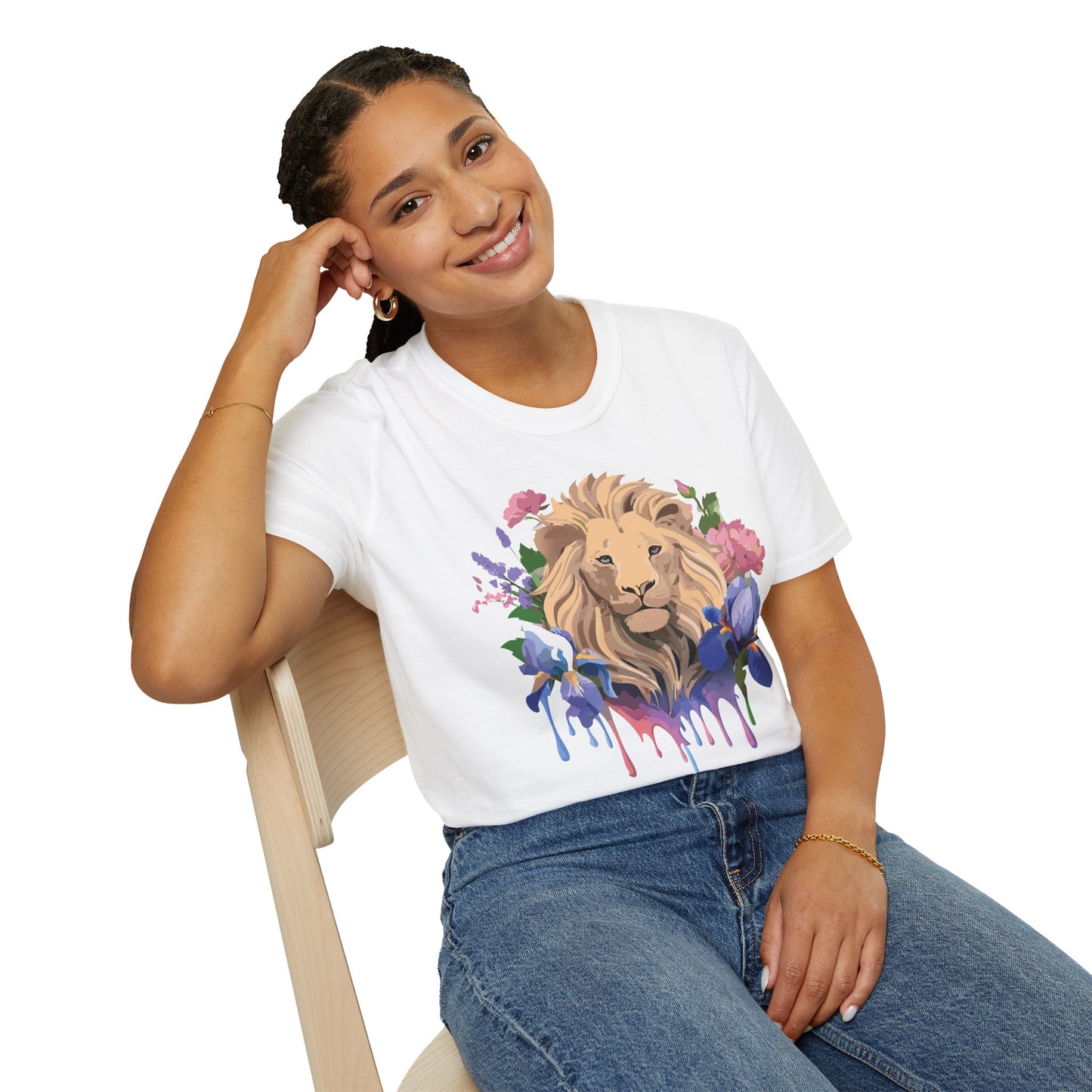Lion Shirt, Shirt with Lion, Floral Lion Tee, Shirt with Animals