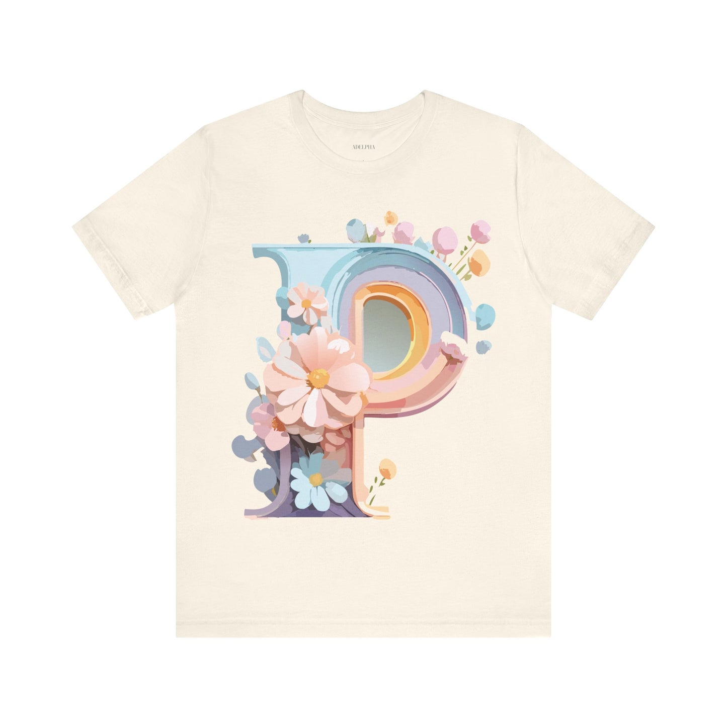 Natural Cotton Tee Shirt - Letters Collection - P Printify