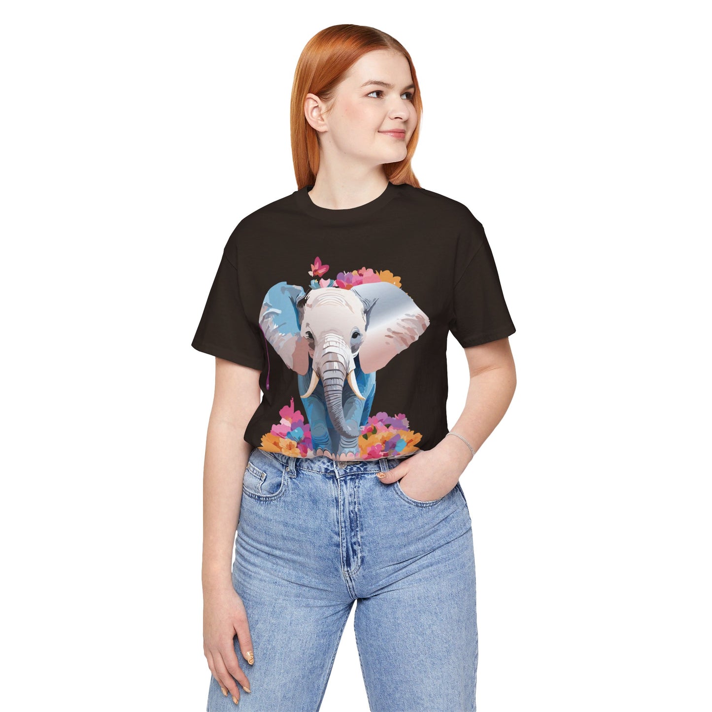 Natural Cotton Tee Shirt with Elephant Printify