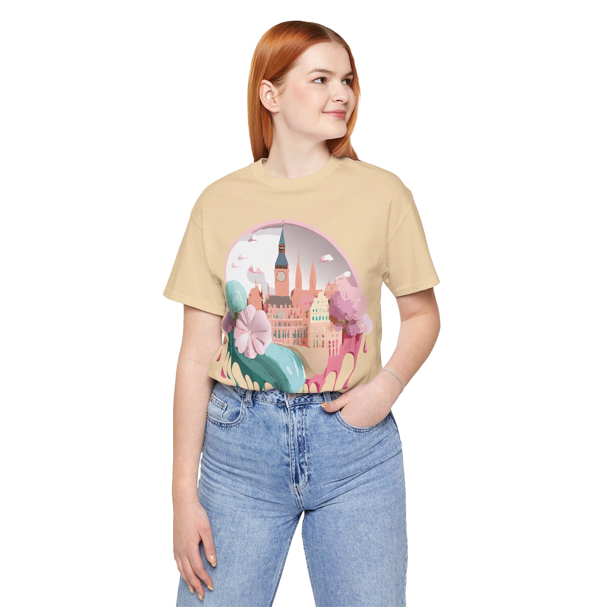 Natural Cotton Tee Shirt - Beautiful Places Collection - Prague Printify