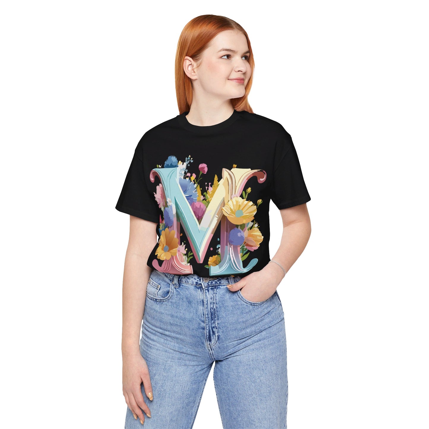 Natural Cotton Tee Shirt - Letters Collection - M Printify