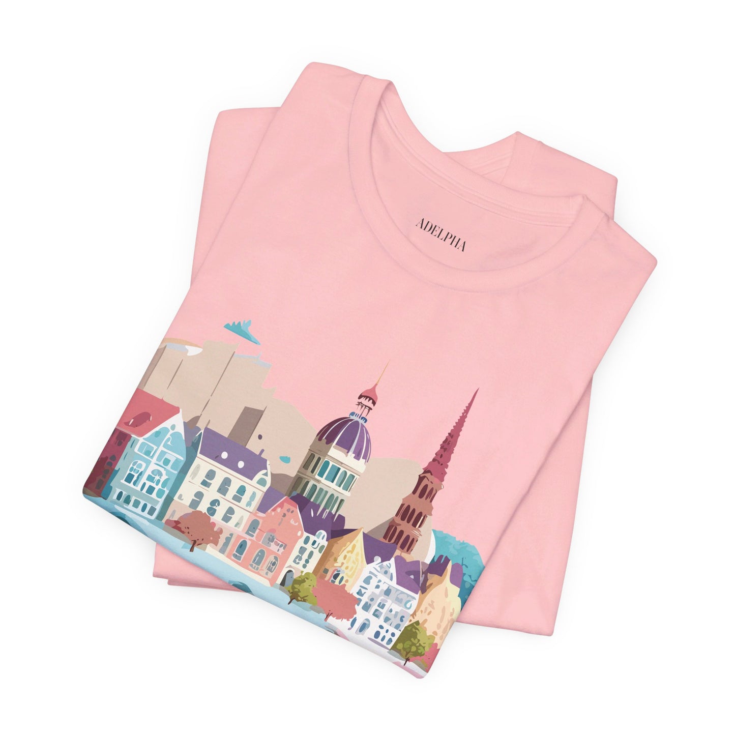 Natural Cotton Tee Shirt - Beautiful Places Collection - Warnemünde and Rostock - Germany Printify