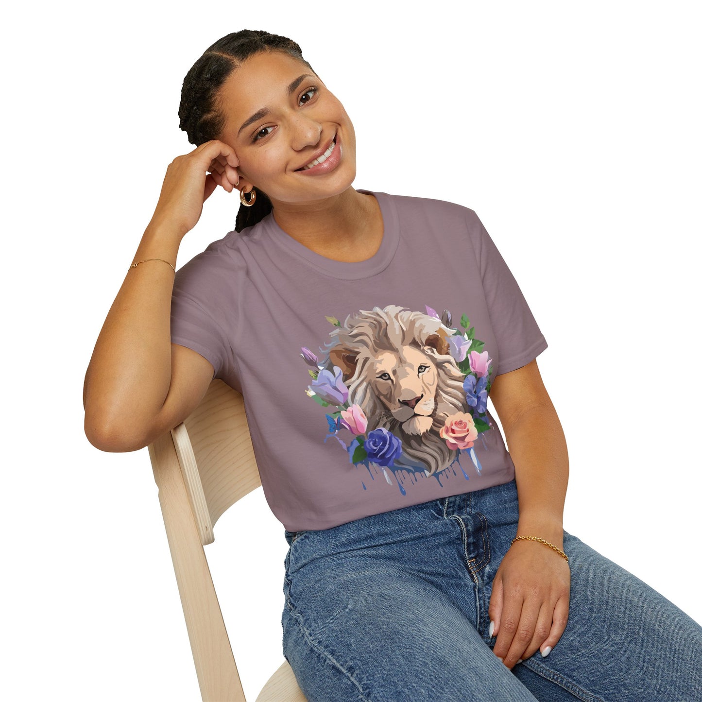 Lion Shirt, Shirt with Lion, Floral Lion Tee, Shirt with Animals