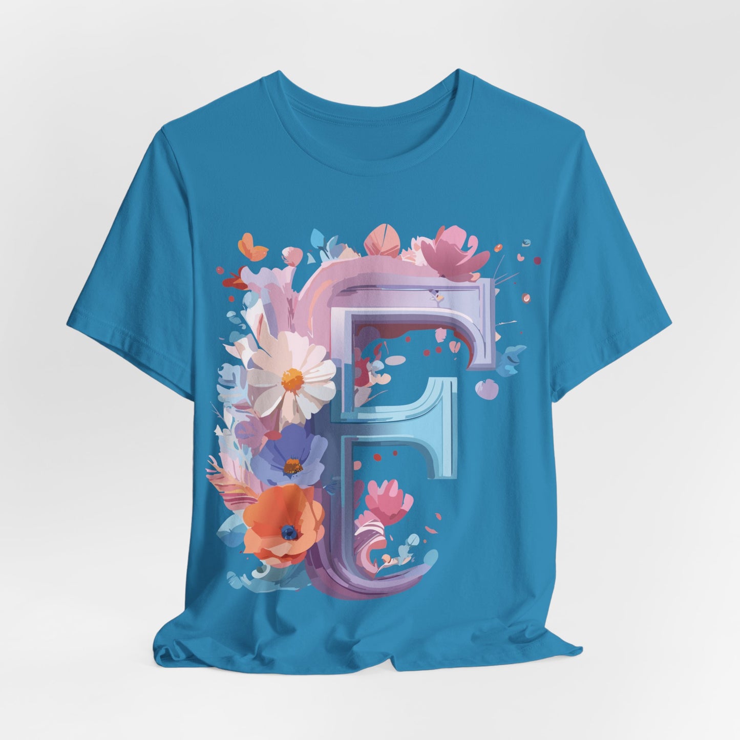 Natural Cotton Tee Shirt - Letters Collection - F Printify