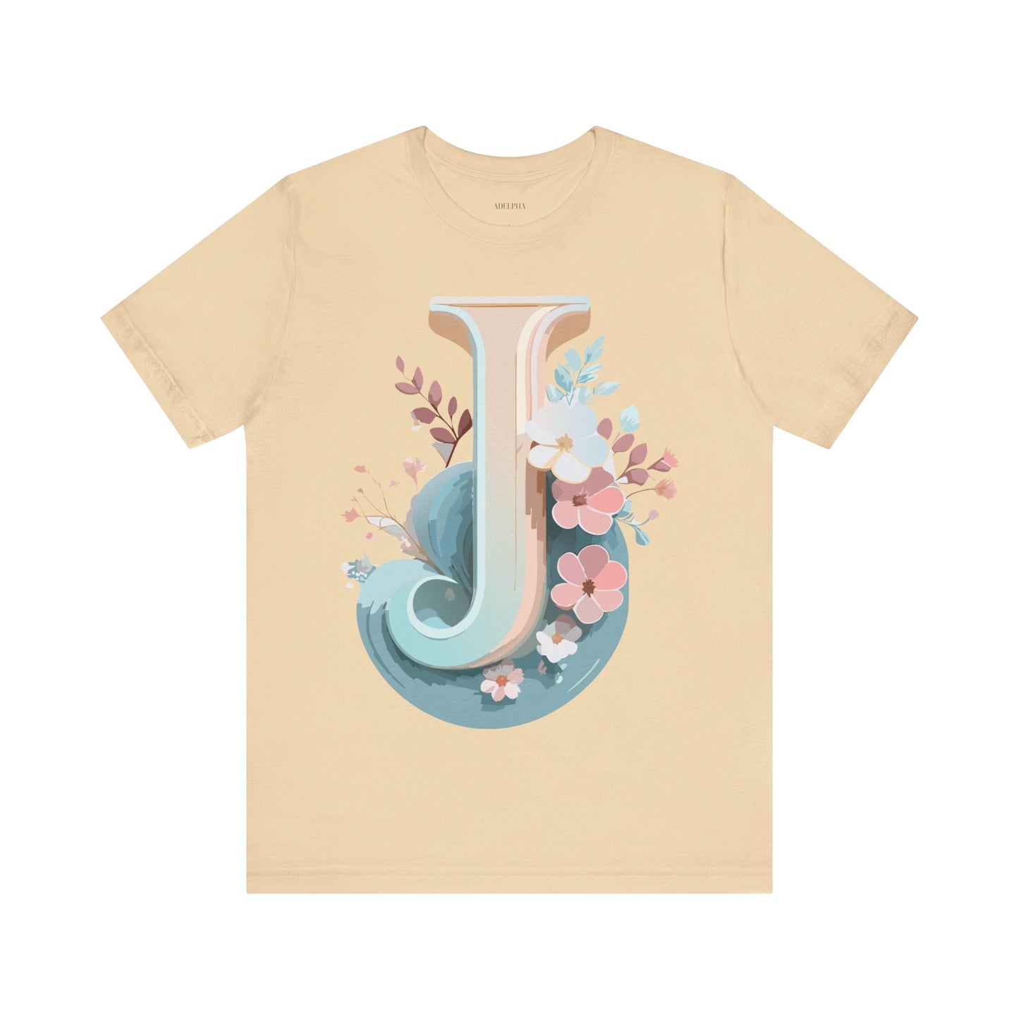 Natural Cotton Tee Shirt - Letters Collection - J Printify
