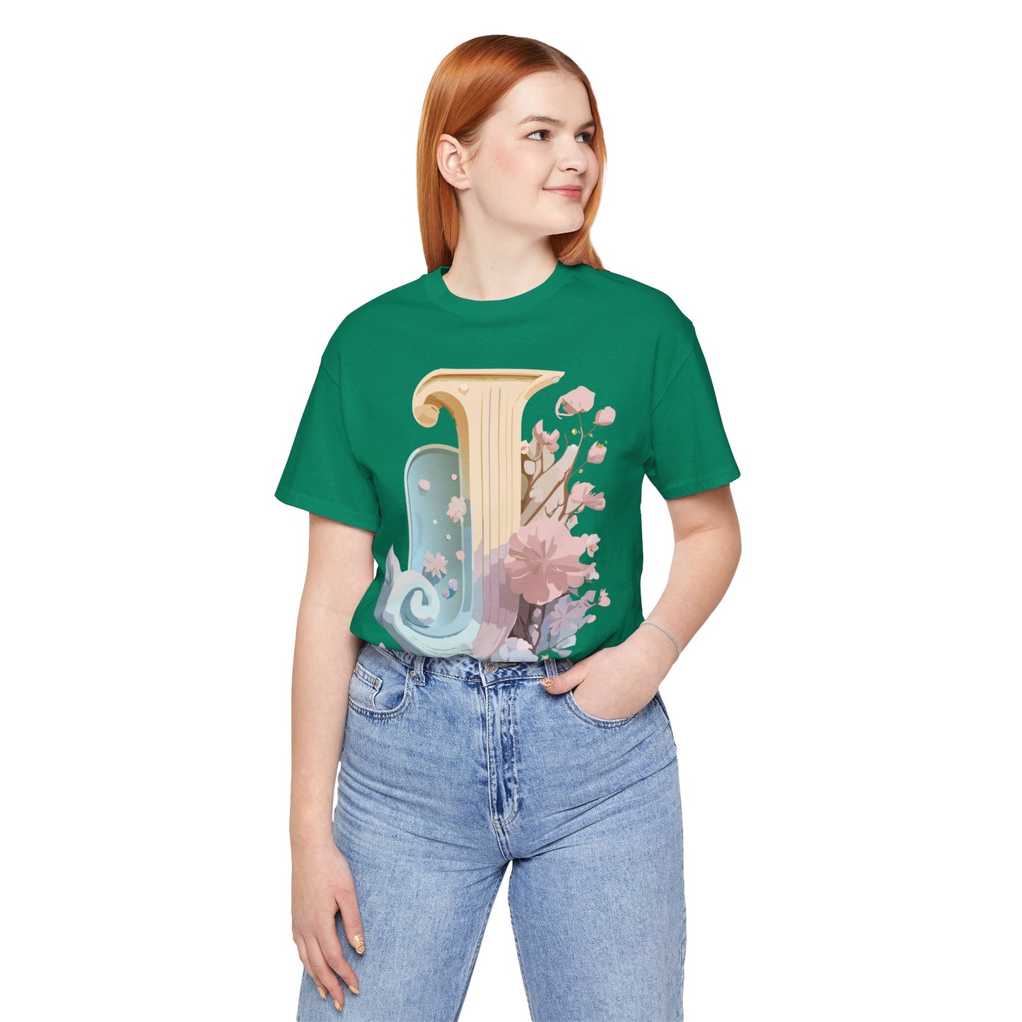 Natural Cotton Tee Shirt - Letters Collection - J Printify