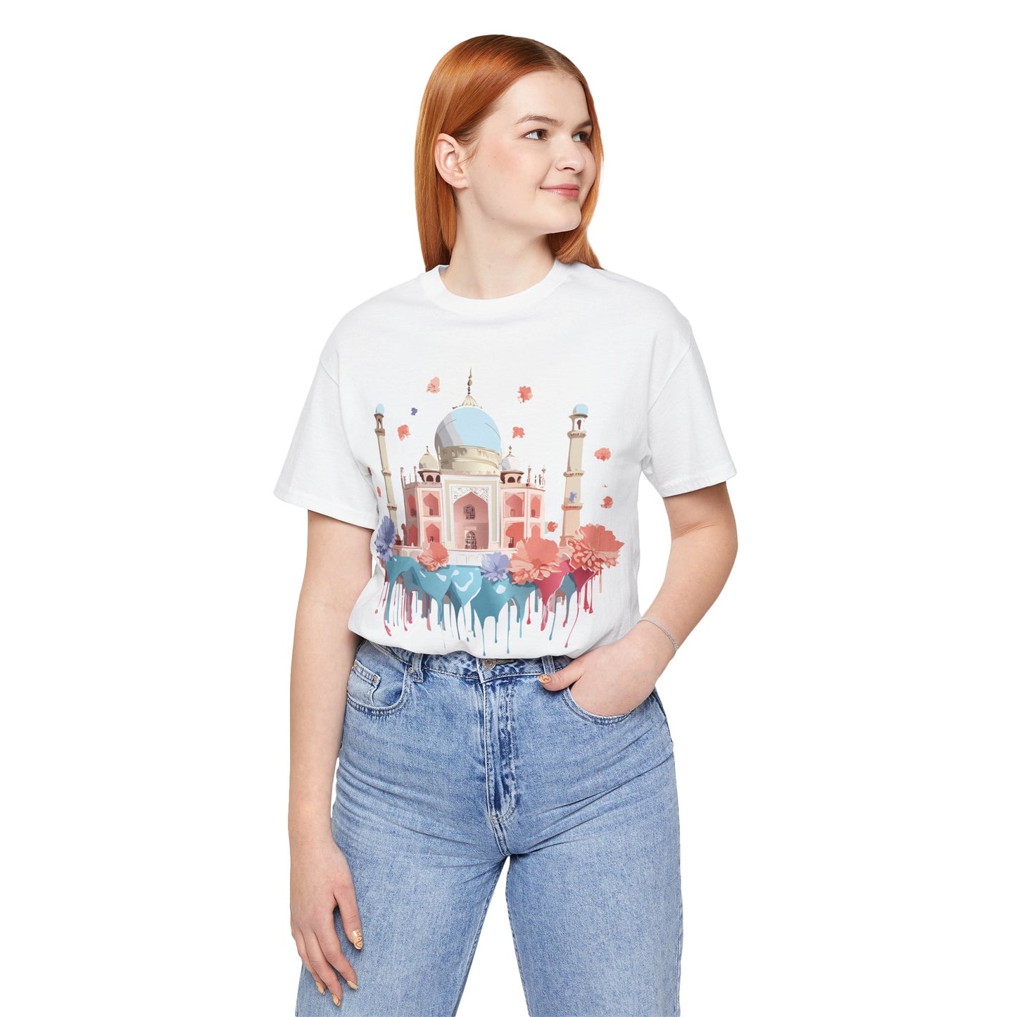 Natural Cotton Tee Shirt - Taj Mahal, India Printify