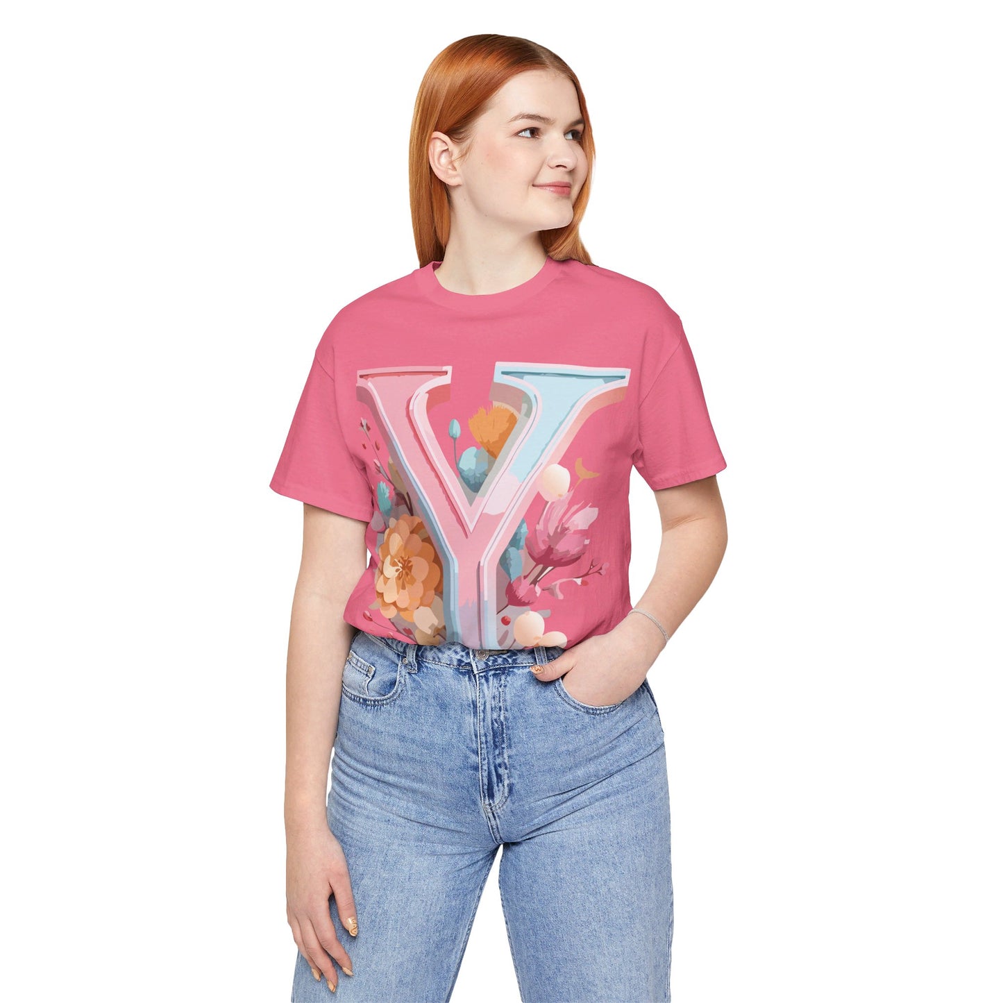 Natural Cotton Tee Shirt - Letters Collection - Y Printify
