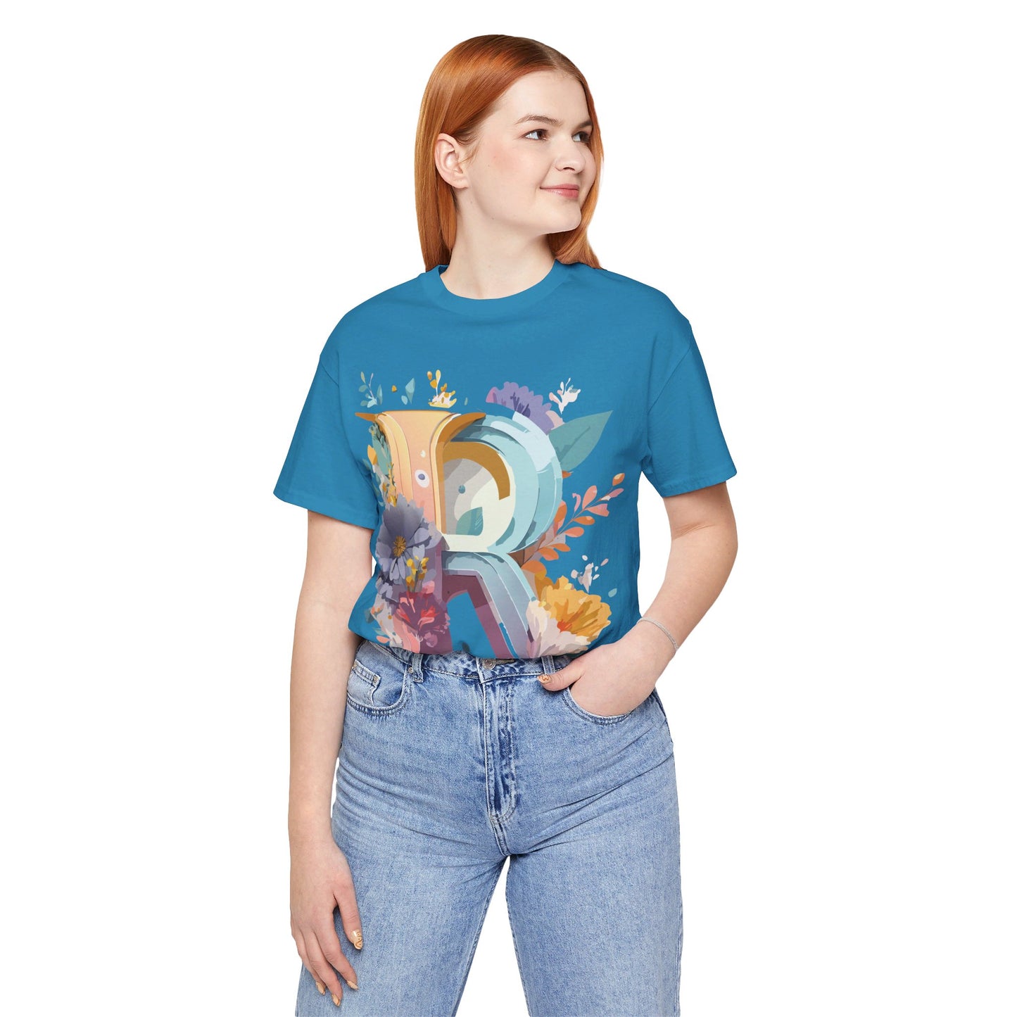 Natural Cotton Tee Shirt - Letters Collection - R Printify