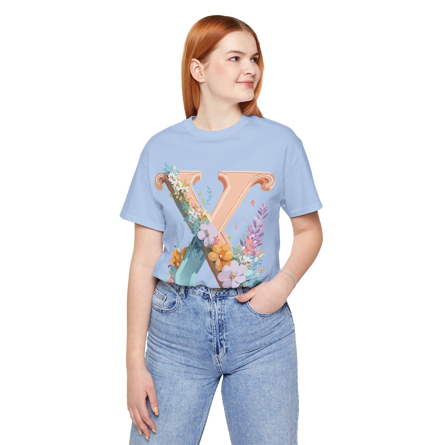 Natural Cotton Tee Shirt - Letters Collection - X Printify