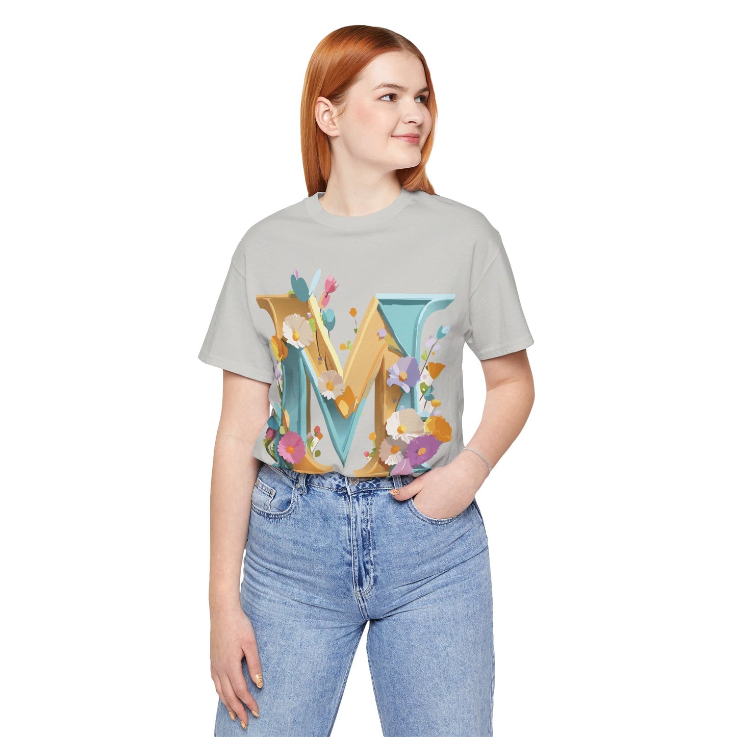 Natural Cotton Tee Shirt - Letters Collection - M Printify