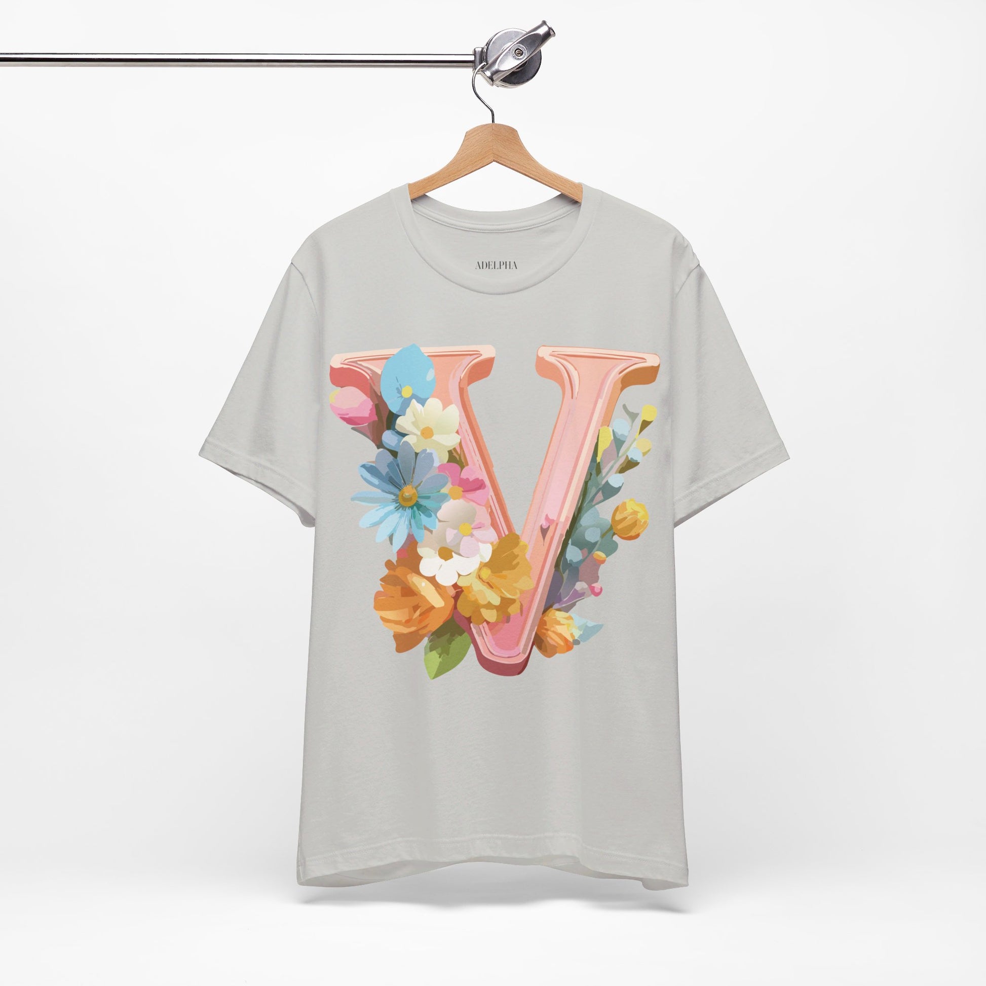 Natural Cotton Tee Shirt - Letters Collection - V Printify