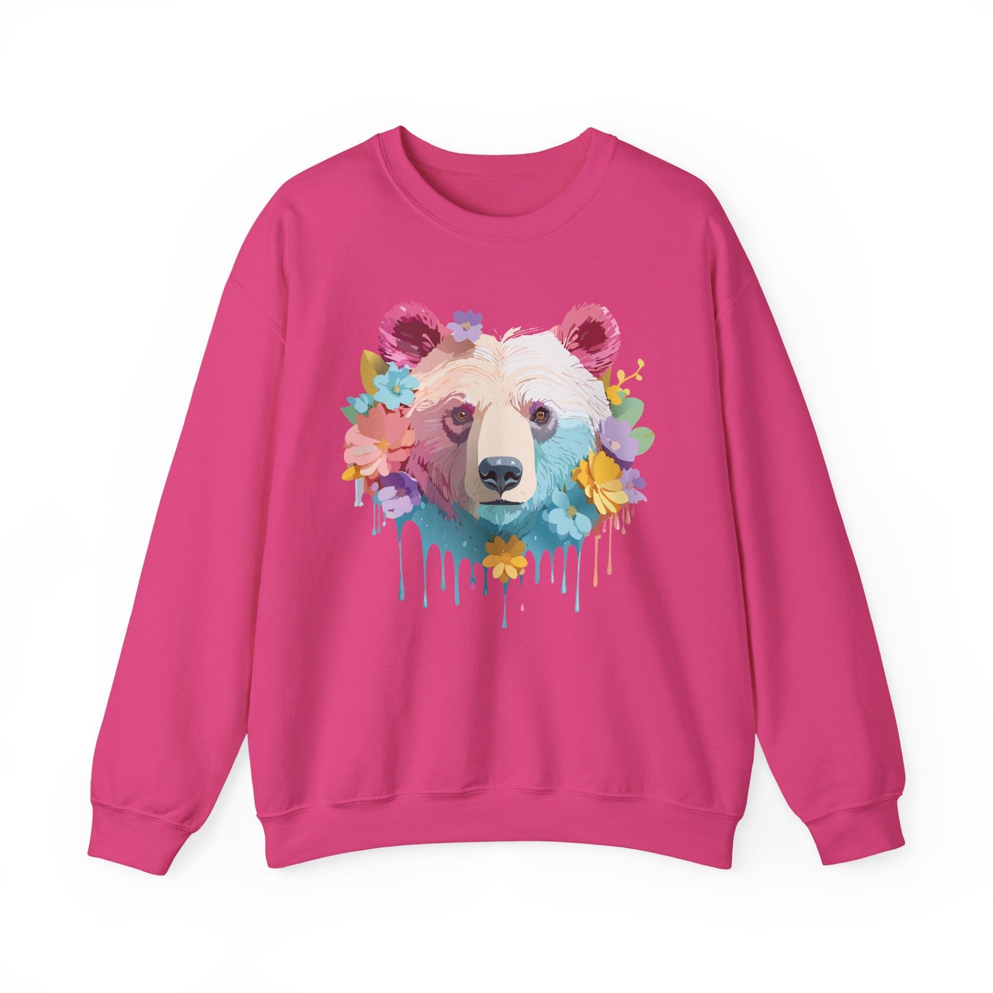 Unisex Floral Bear Sweatshirt, Animals Sweatshirt, Floral Sweatshirt, Art Design Sweatshirt
