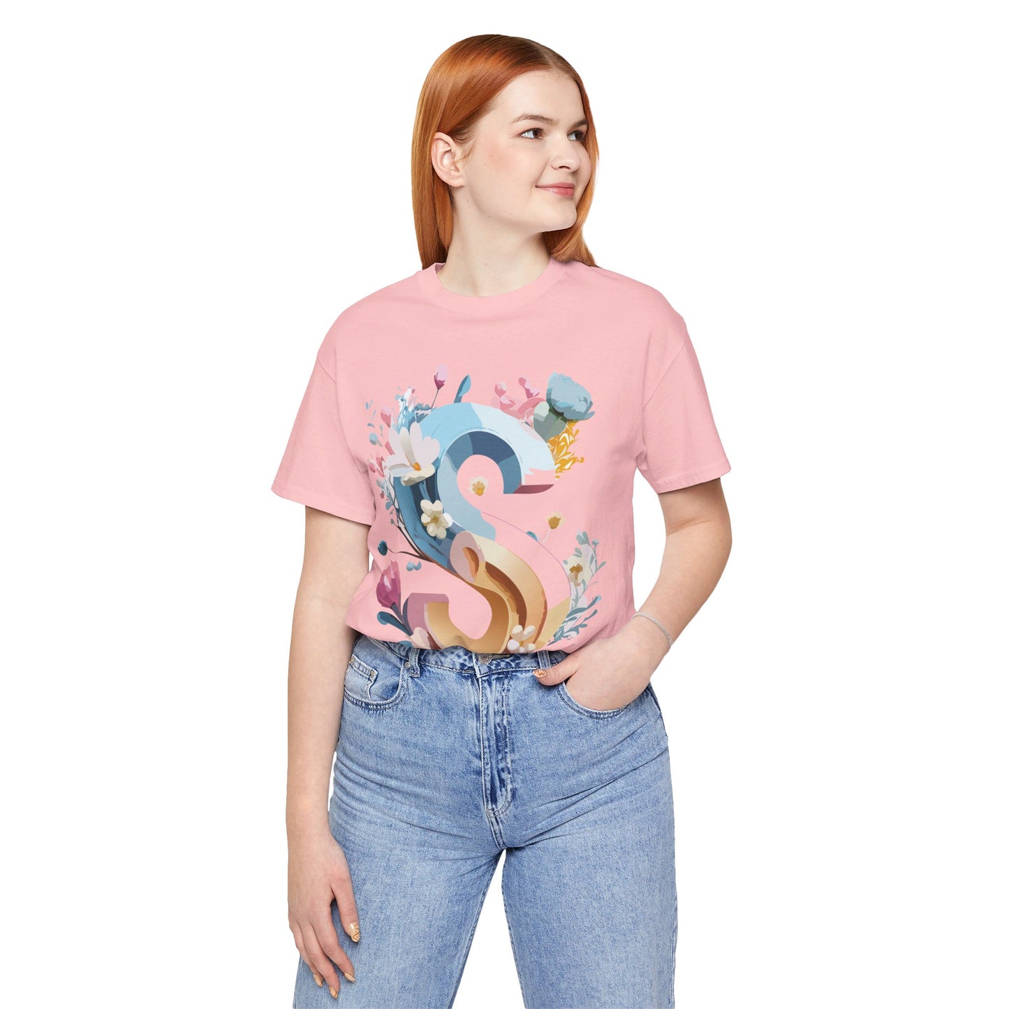 Natural Cotton Tee Shirt - Letters Collection - S Printify