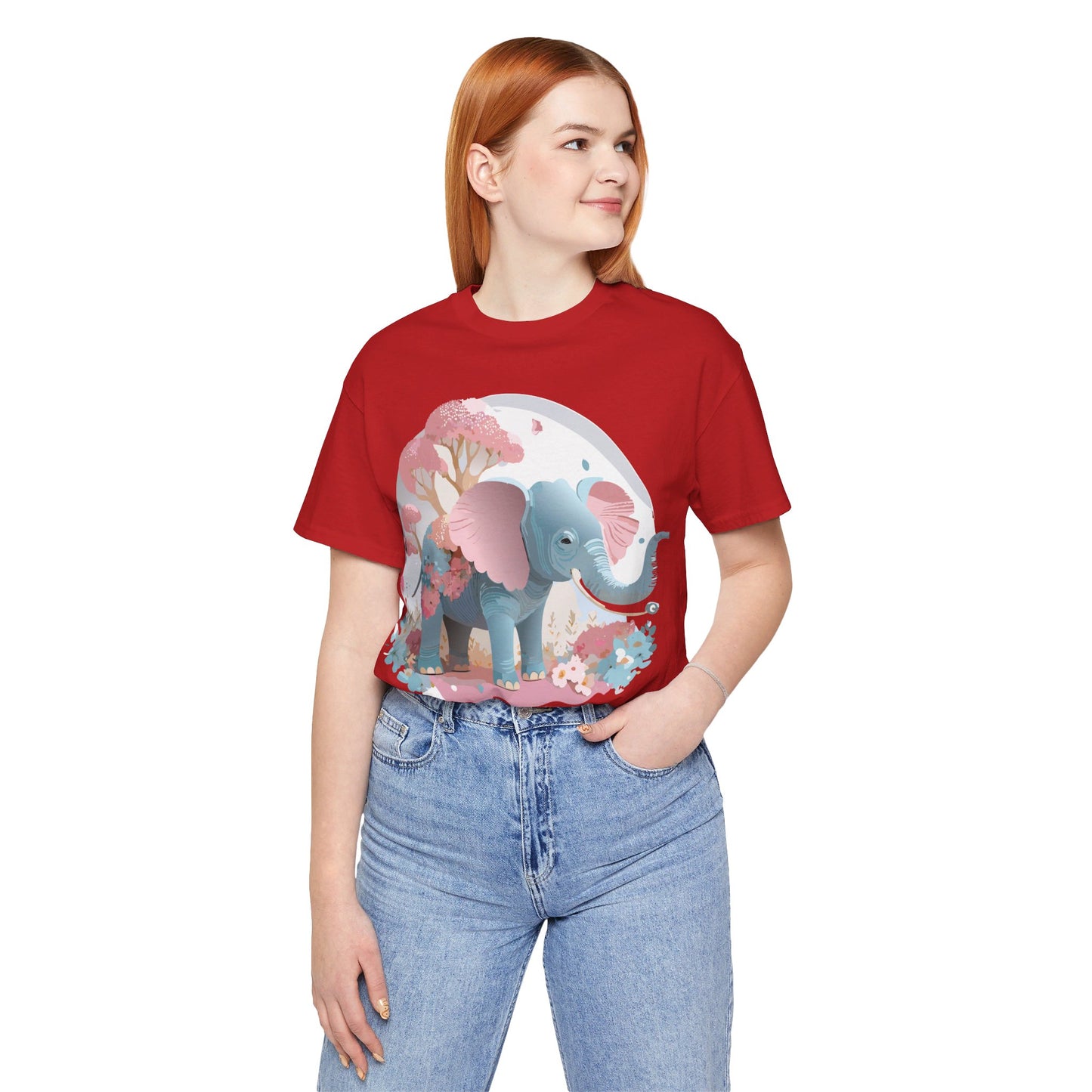 Natural Cotton Tee Shirt with Elephant Printify