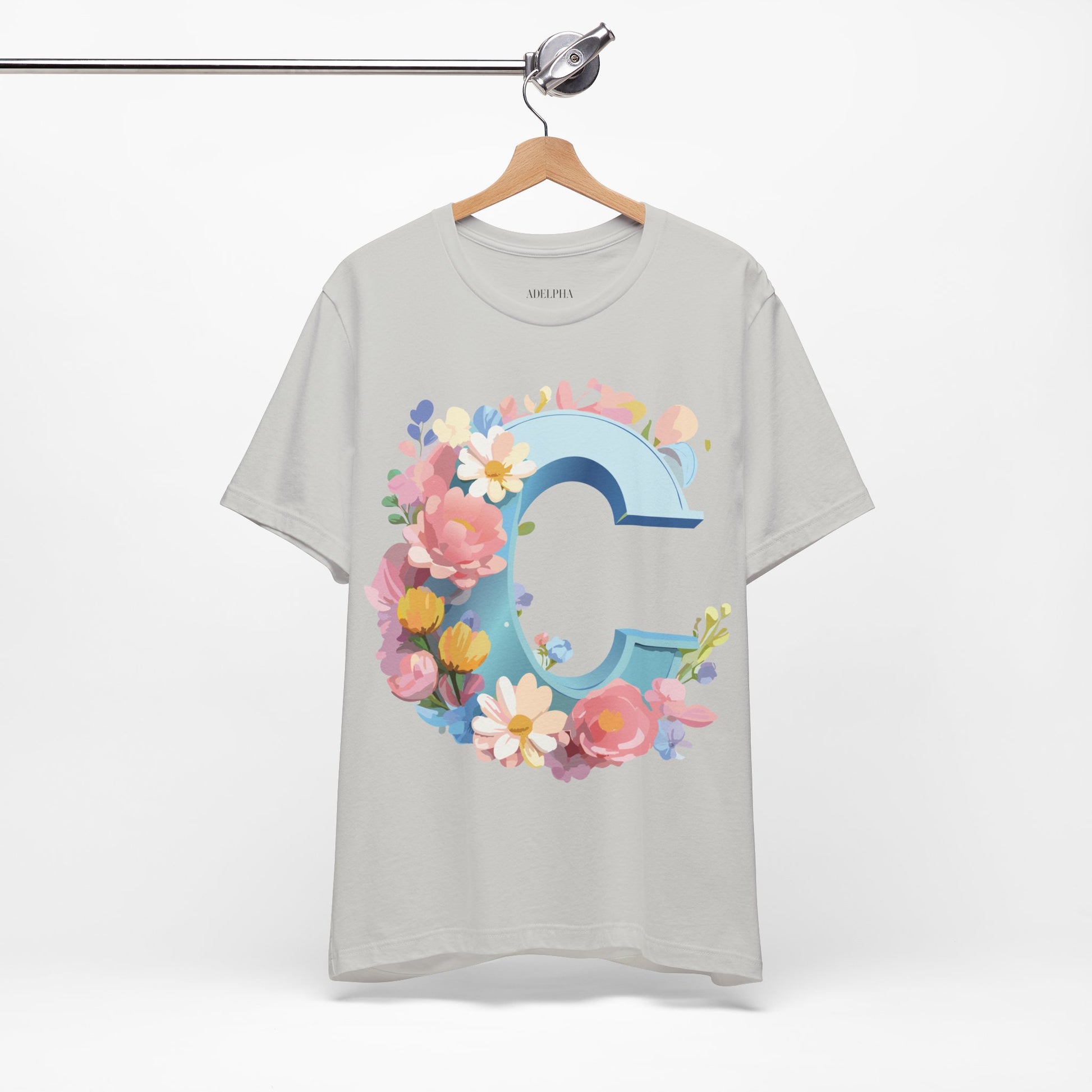 Natural Cotton Tee Shirt - Letters Collection - C Printify