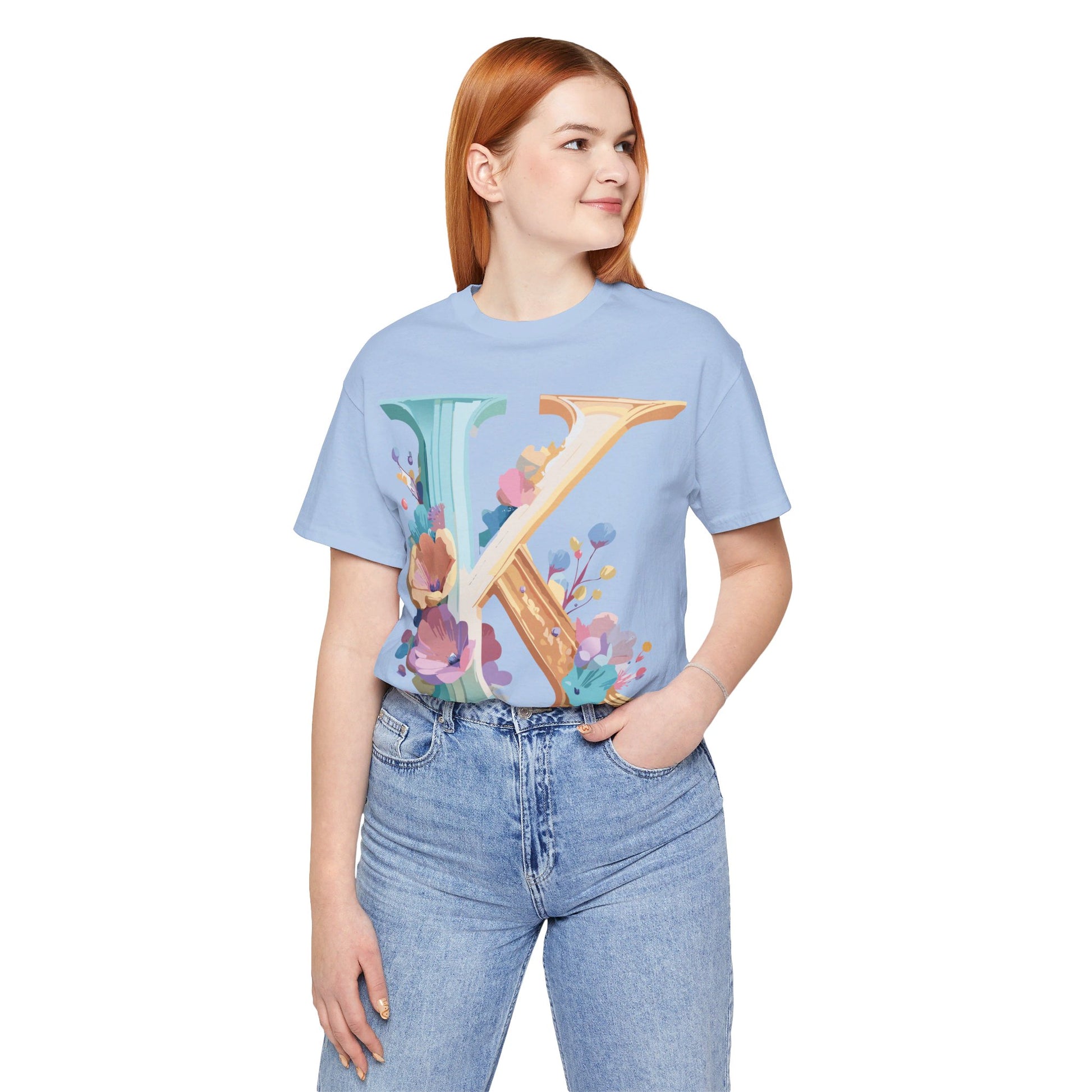 Natural Cotton Tee Shirt - Letters Collection - K Printify