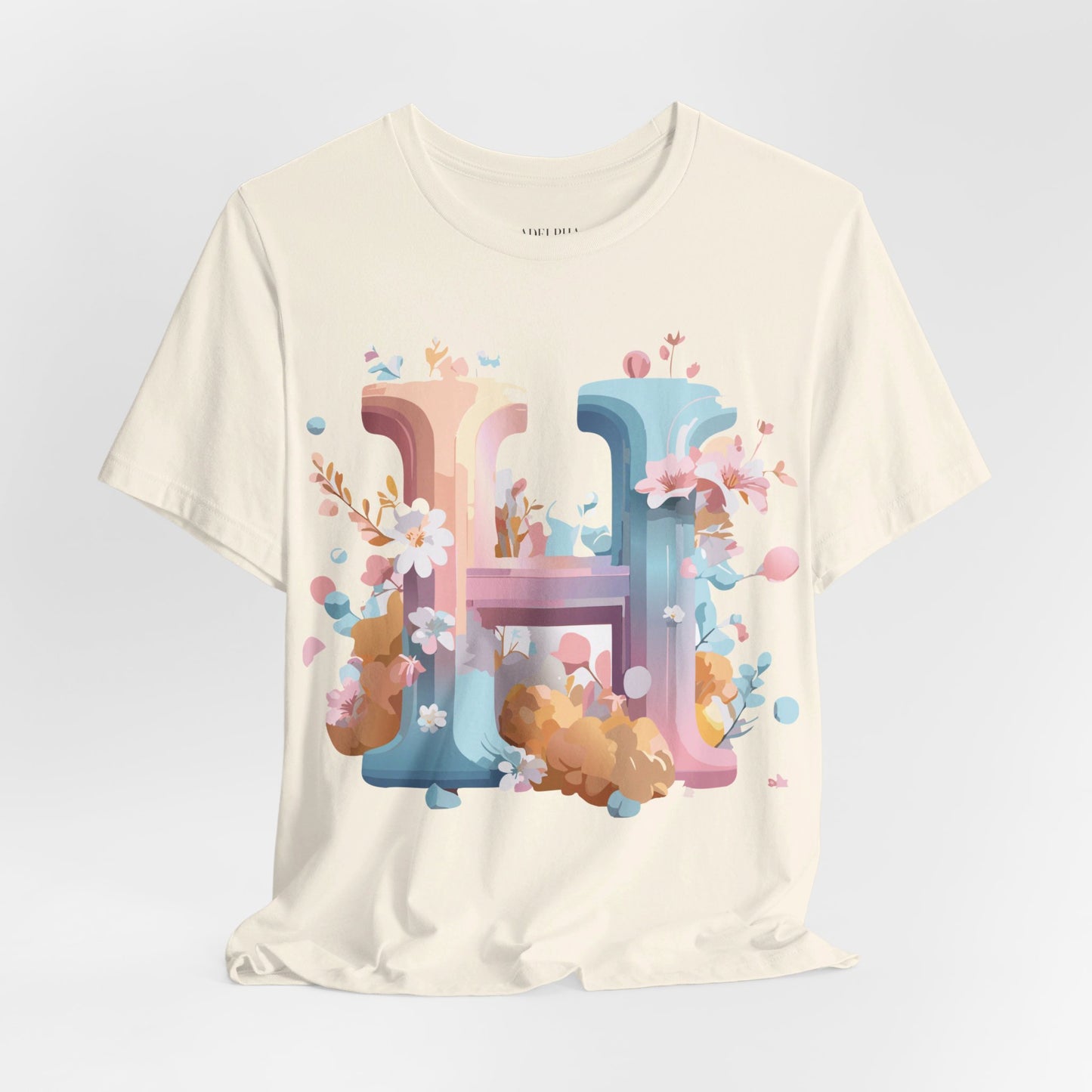 Natural Cotton Tee Shirt - Letters Collection - H Printify