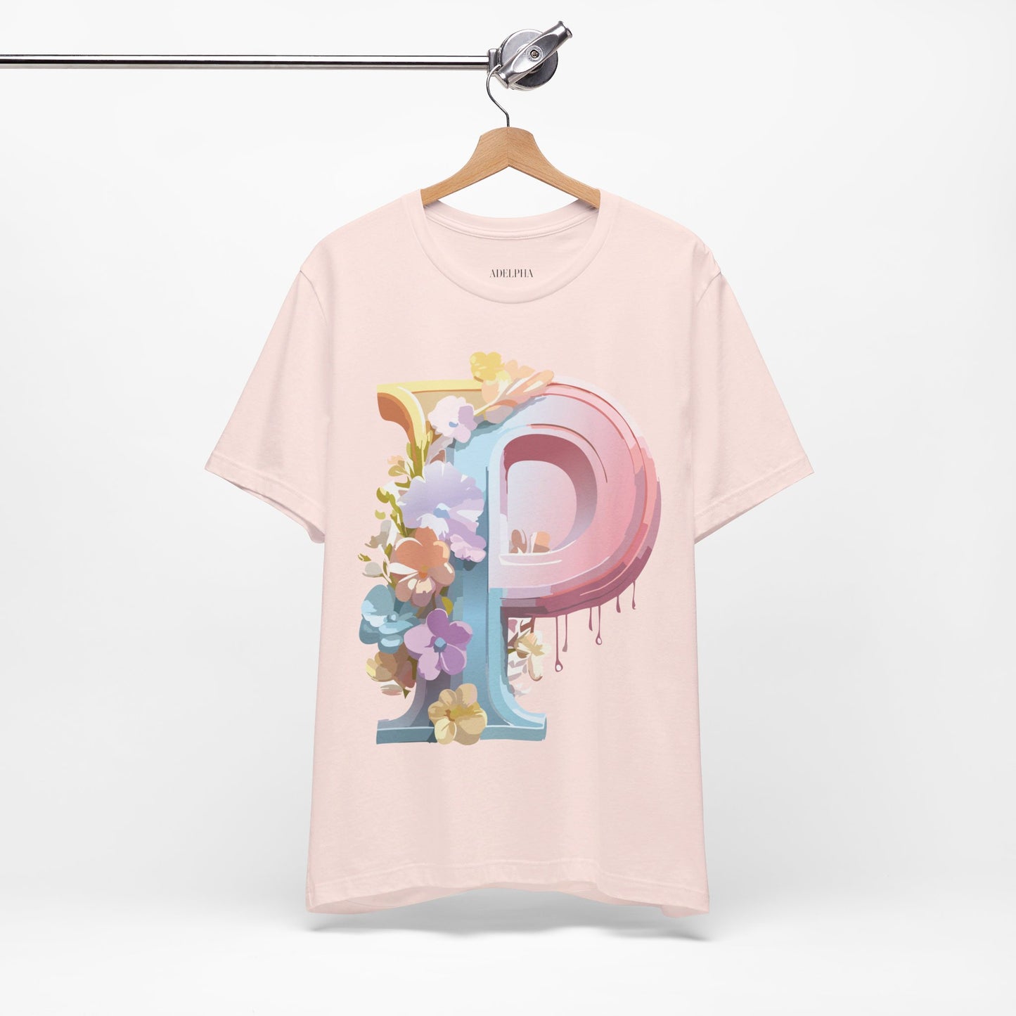 Natural Cotton Tee Shirt - Letters Collection - P Printify