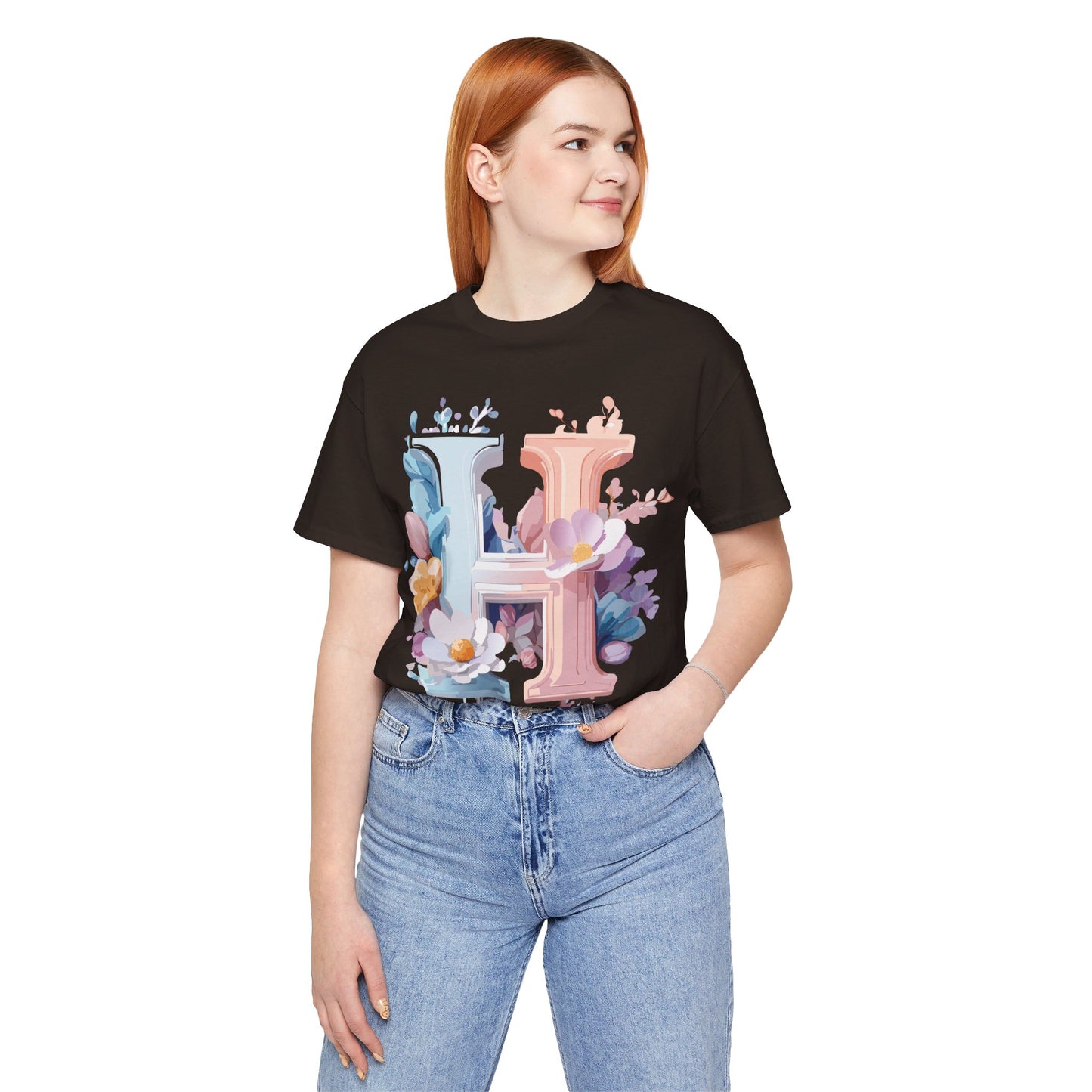 Natural Cotton Tee Shirt - Letters Collection - H Printify