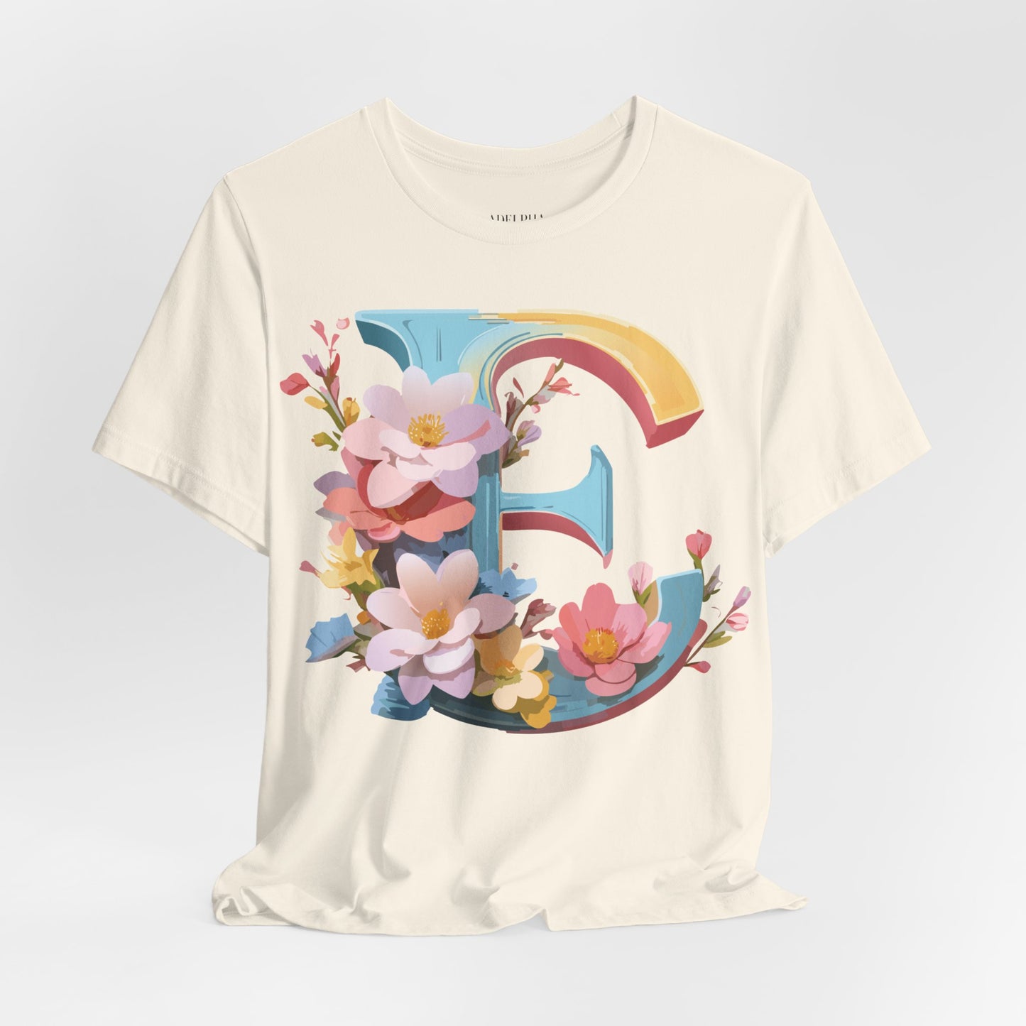 Natural Cotton Tee Shirt - Letters Collection - E Printify