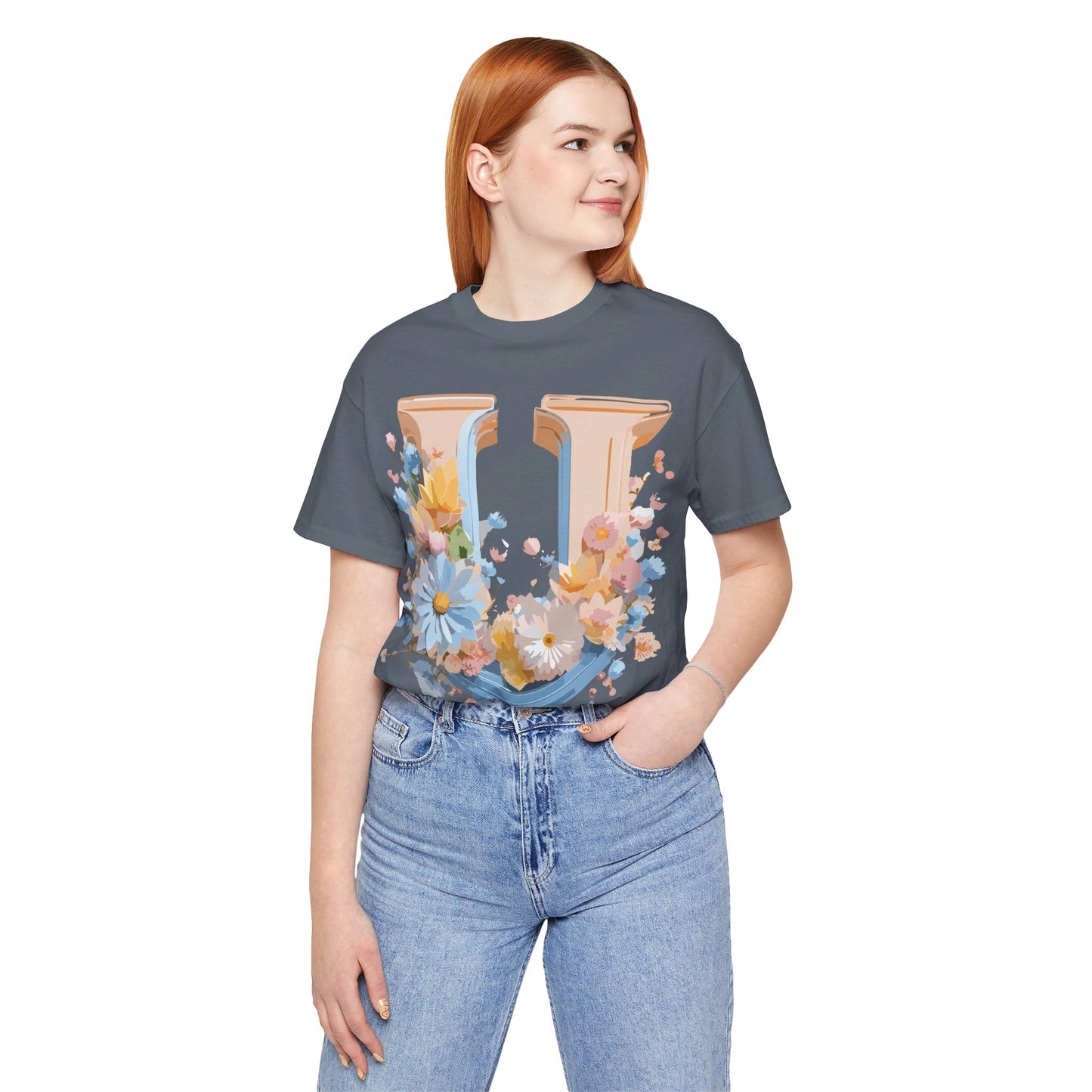 Natural Cotton Tee Shirt - Letters Collection - U Printify