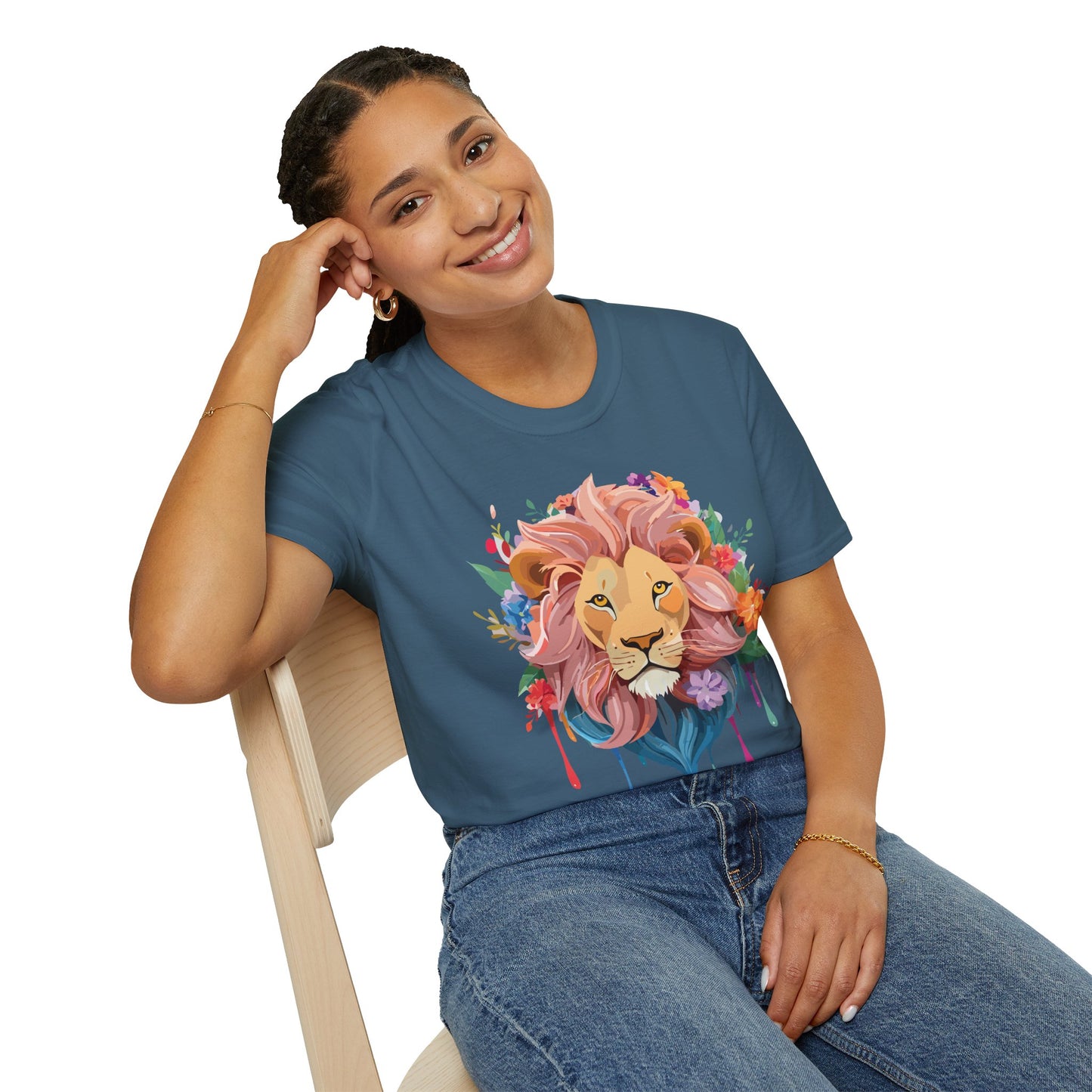 Lion Shirt, Shirt with Lion, Floral Lion Tee, Shirt with Animals
