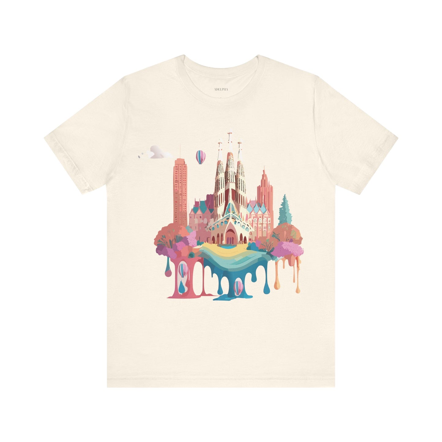 Natural Cotton Tee Shirt - Beautiful Places Collection - Barcelona Printify