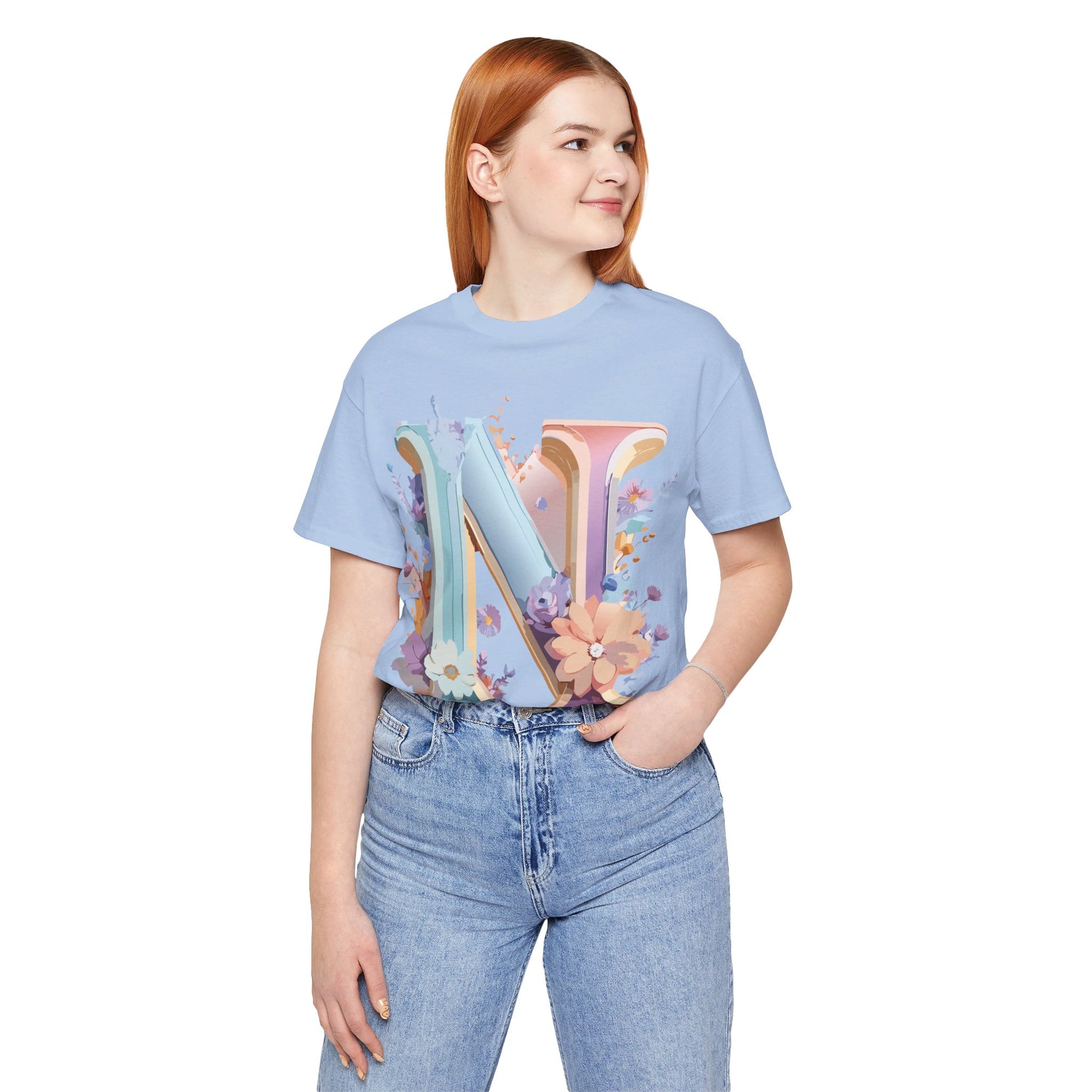 Natural Cotton Tee Shirt - Letters Collection - N Printify