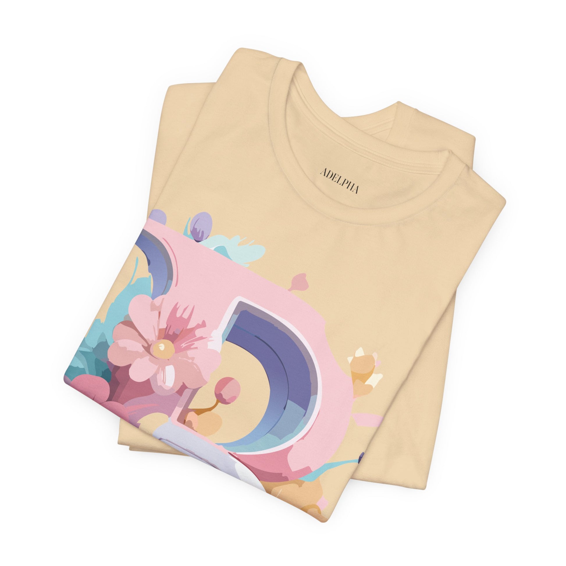 Natural Cotton Tee Shirt - Letters Collection - B Printify