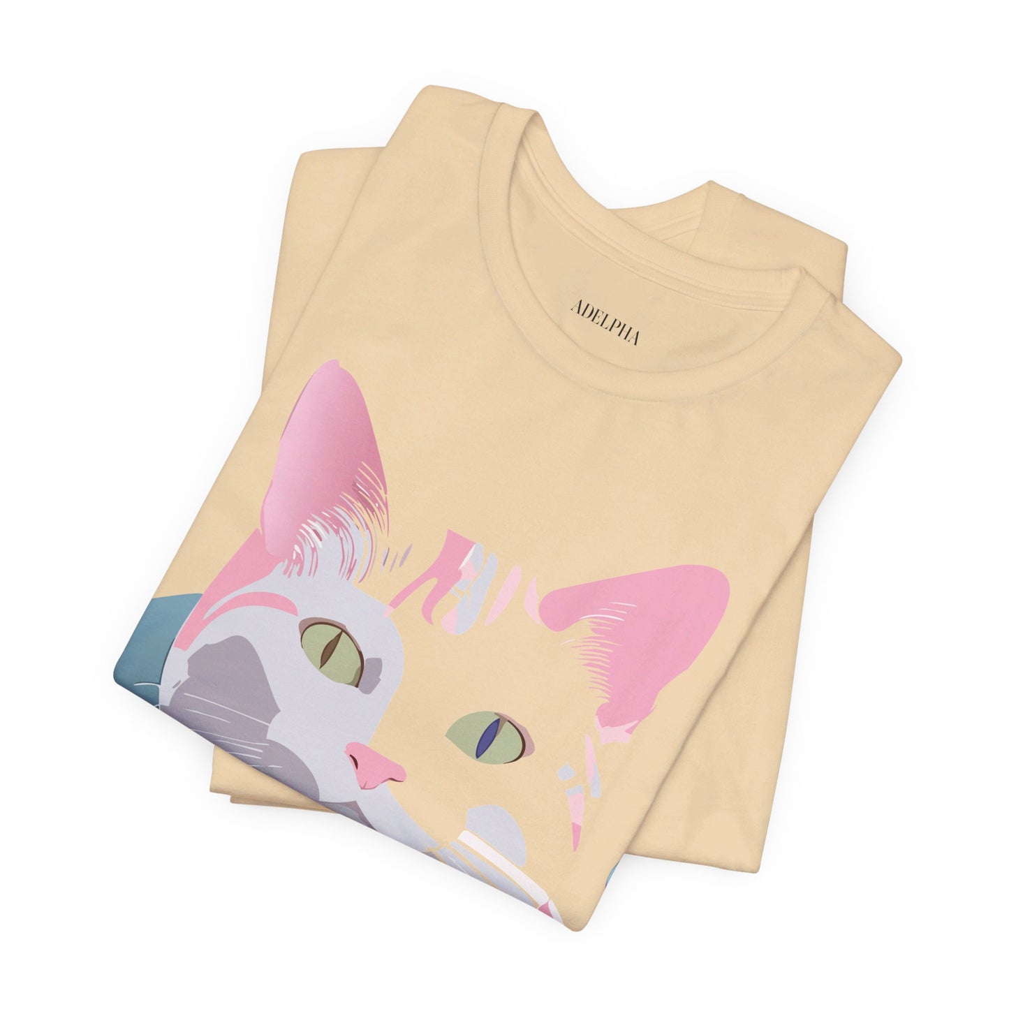 Natural Cotton Tee Shirt with Cat Printify